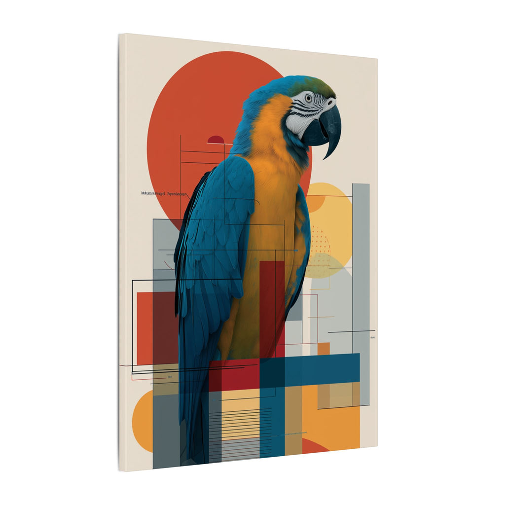 Chromatic Convergence: Macaw in Modernist Geometry, Abstract Avian Portrait   |    Custom Orders Available