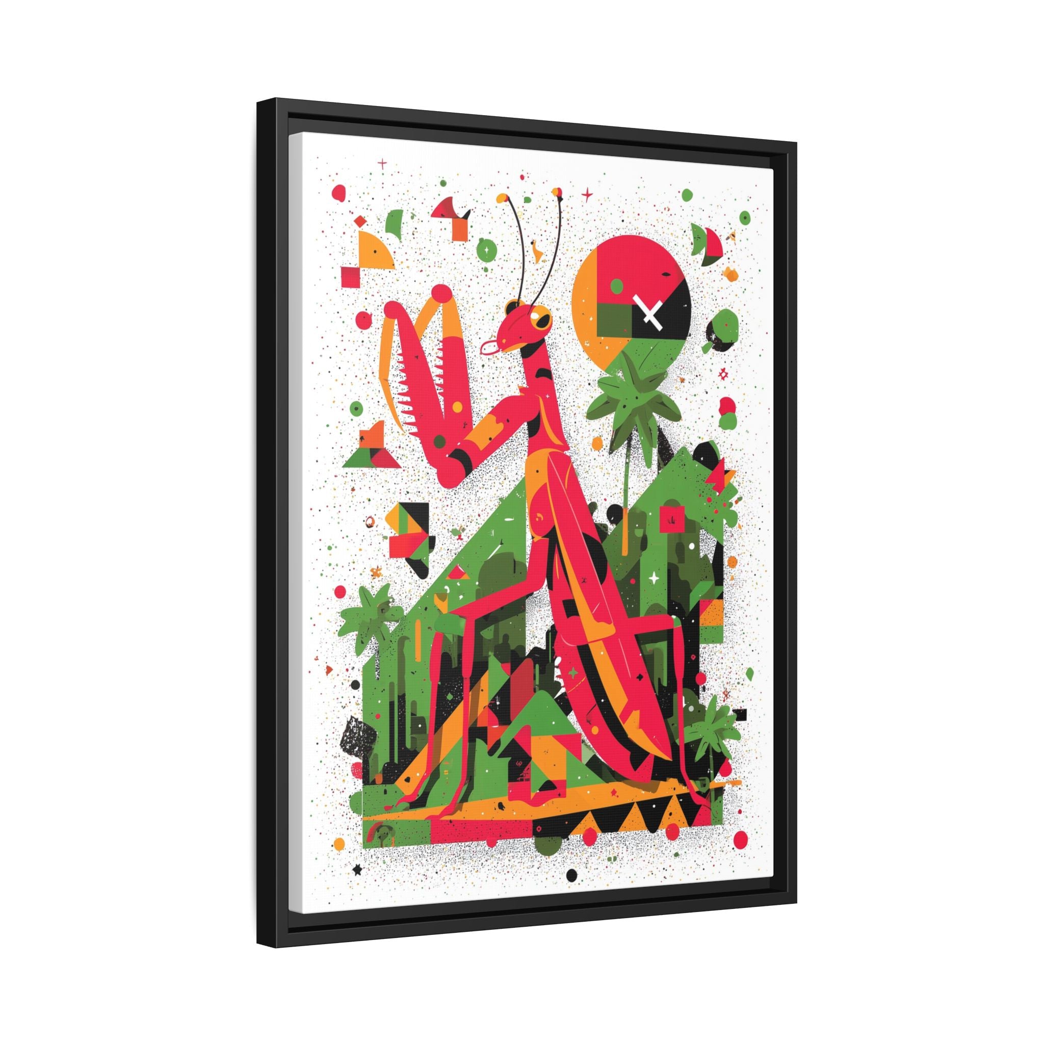 Praying Mantis Framed Print Geometric : Abstract Modernist Insect Art, Graphic Design Composition   |   Custom Orders Available