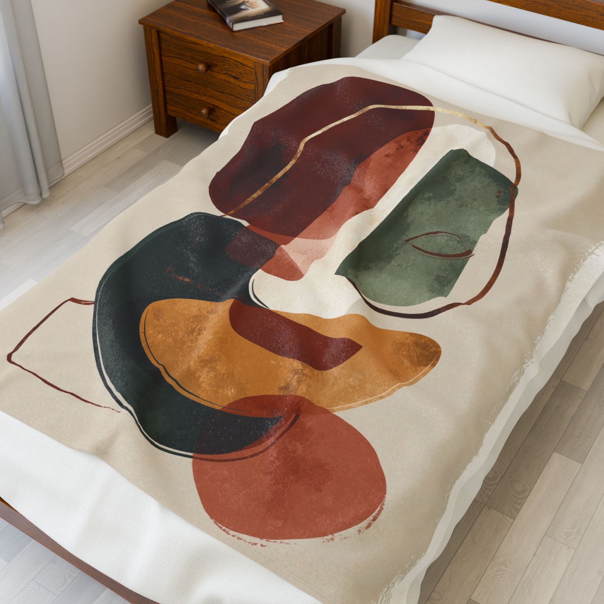 Organic Geometry: Layered Shapes in Earthy Tones, Mid-Century Modern Abstract   |    Custom Orders Available
