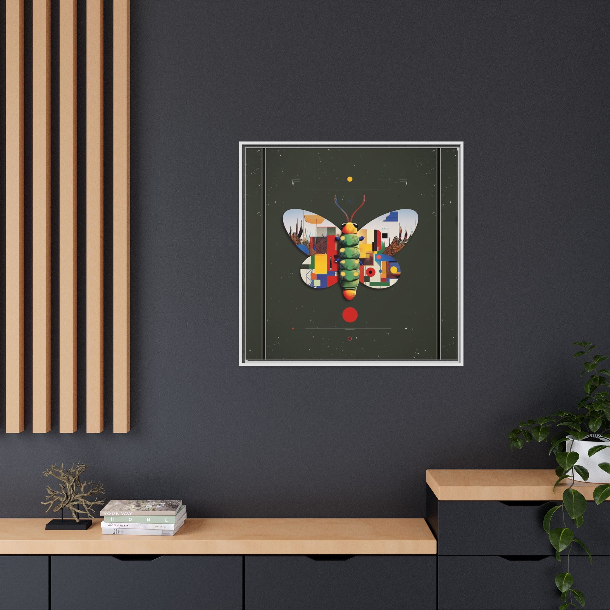 Geometric Butterfly Framed Print : Digital Cubist Interpretation, Modernist Entomological Design   |  Personalized & Custom Orders Available