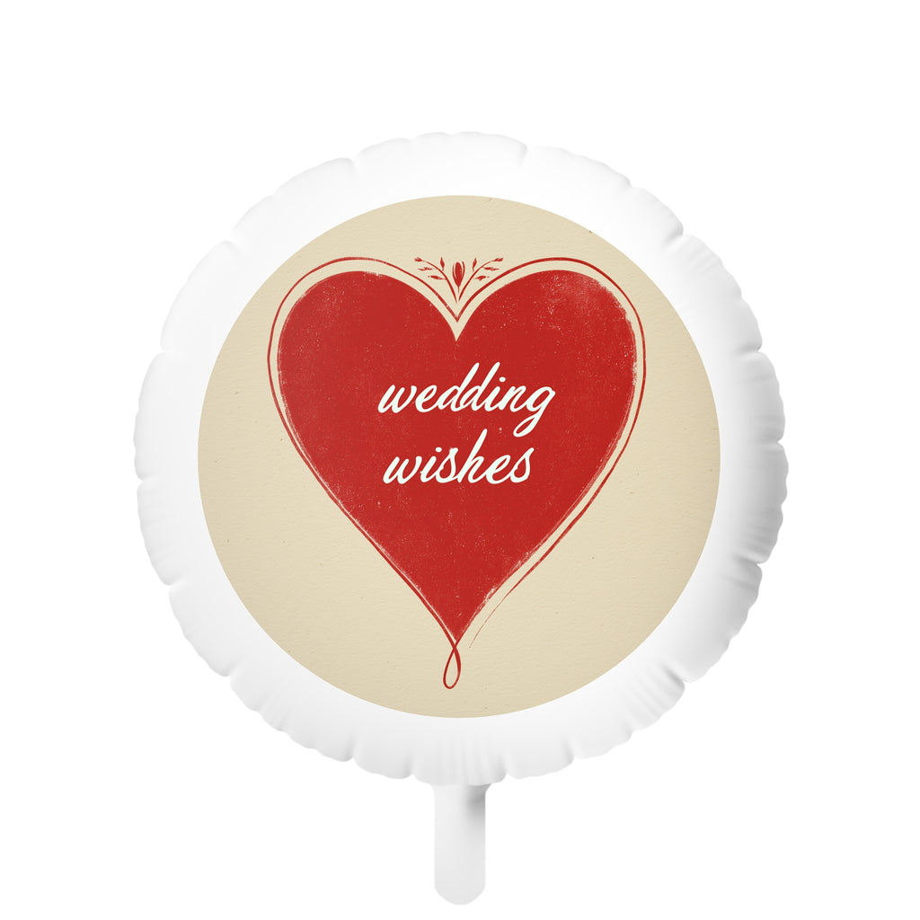 Wedding Wishes Heart Mylar Balloon