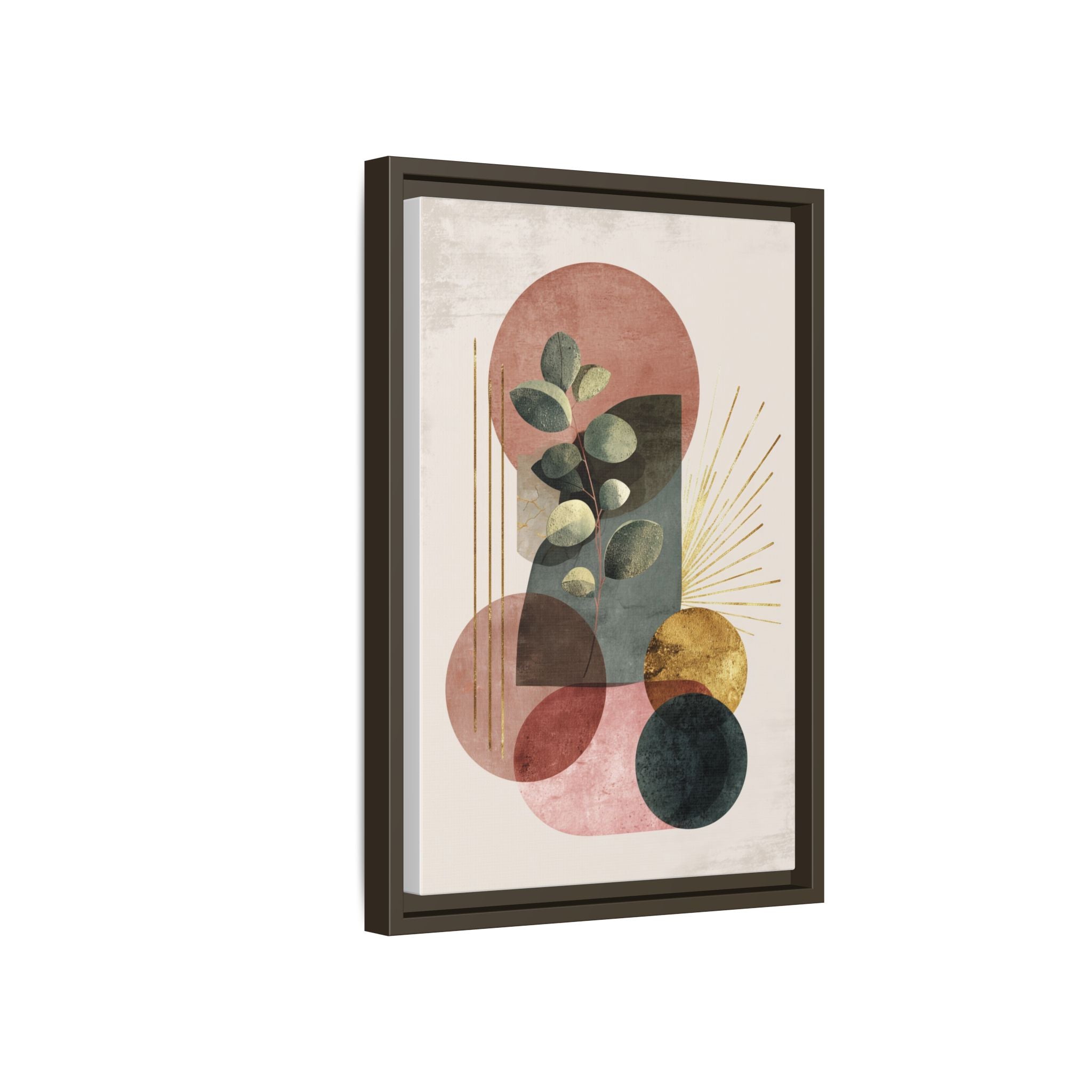 Botanical Geometric Symphony: Eucalyptus Harmony, Metallic Intersections, Modern Earth Tones   |   Custom Orders Accepted