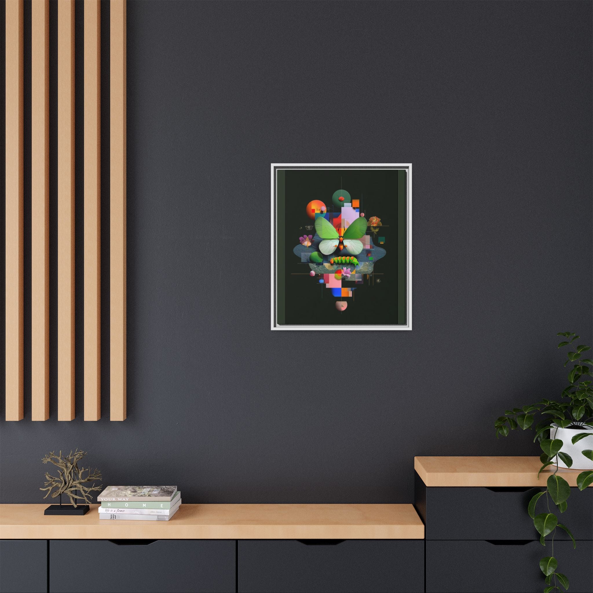 Metamorphosis Geometry Framed Print : Digital Nature Synthesis, Butterfly Abstraction   |  Personalized & Custom Orders Available