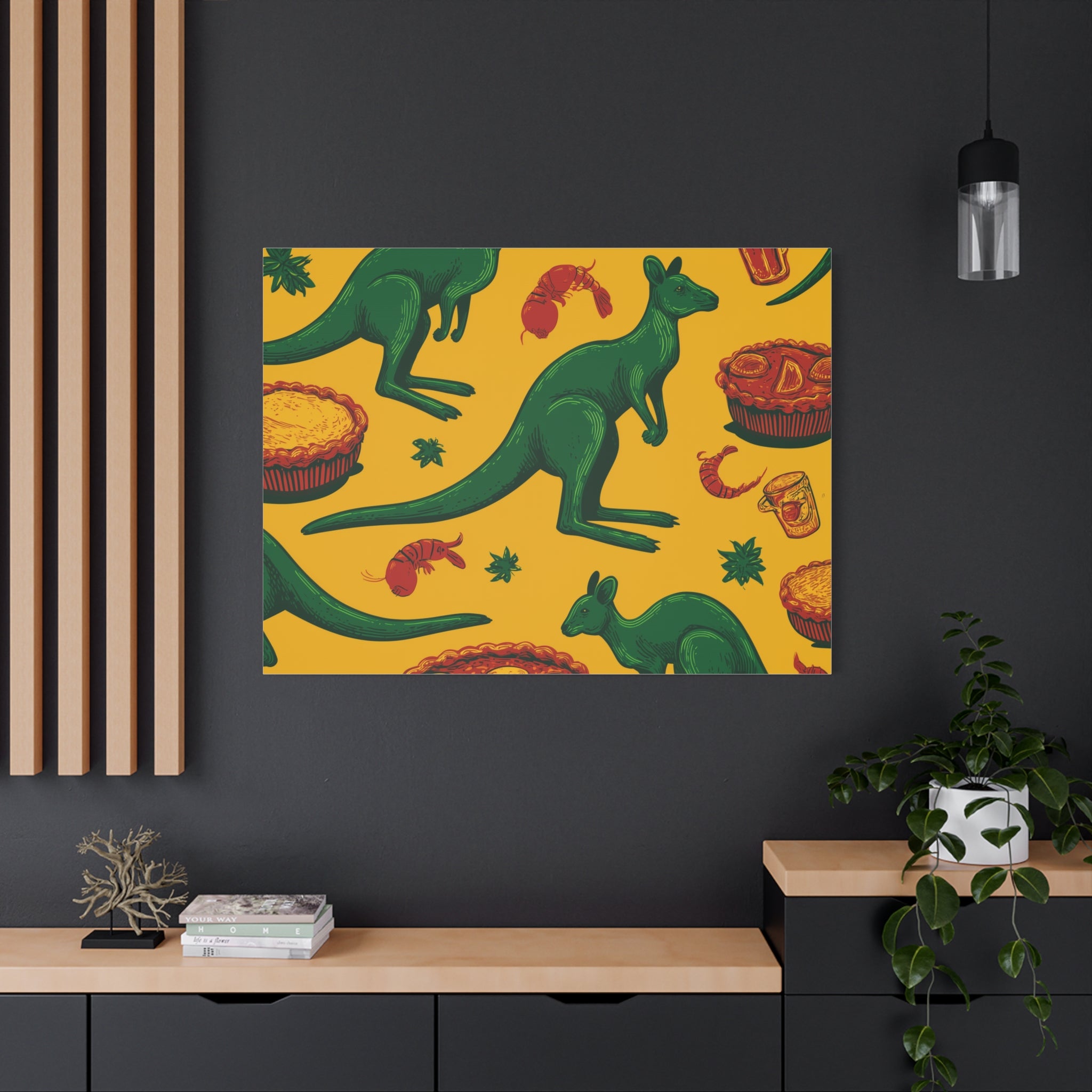 Kangaroo Canvas Wall Art, Vibrant Animal Decor, Unique Gift for Nature Lovers, Fun Kitchen Wall Hanging, Australian Themed Art