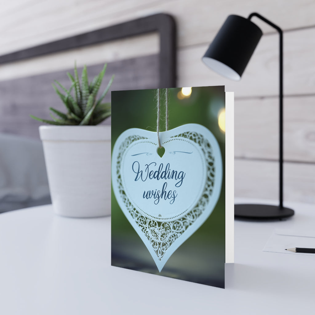 Wedding Wishes Greeting Card — Elegant Heart Lace Design
