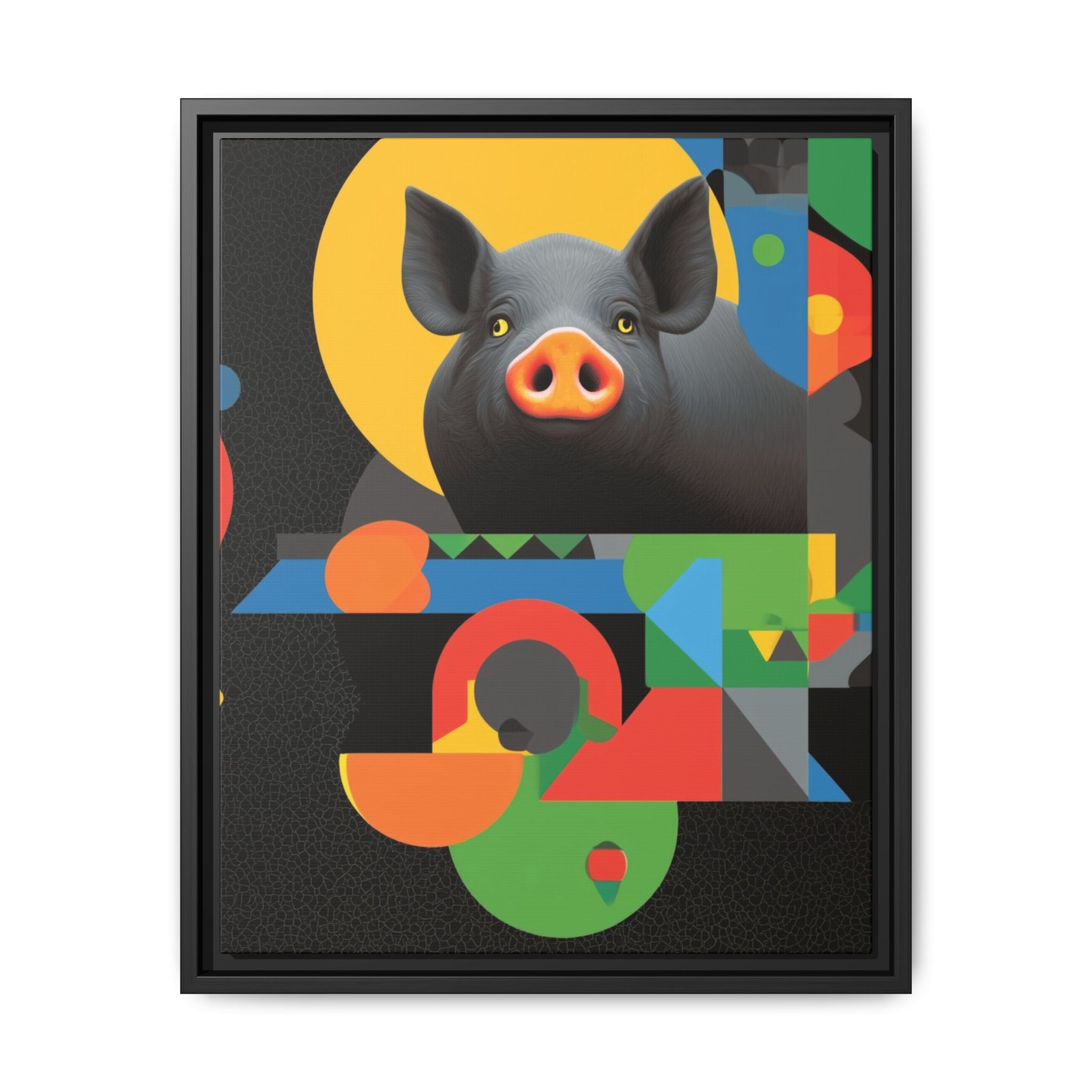 Geometric Pig Poster: Abstract Graphic Design, Colorful Modernist Composition   |    Custom Orders Available
