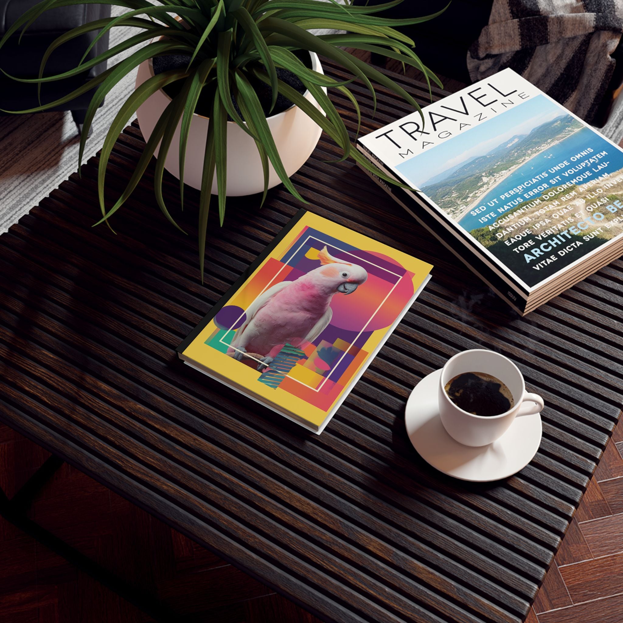 Cockatoo Chromatics: Geometric Pop Art Bird, Memphis Design Inspiration Personalized Journal   |