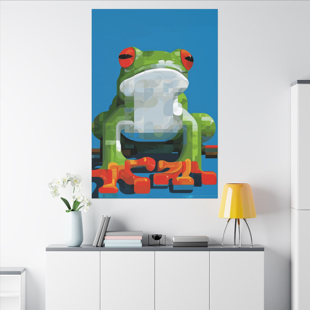 Pixelated Amphibian: Geometric Frog Design, Digital Mosaic Art   |    Custom Orders Available