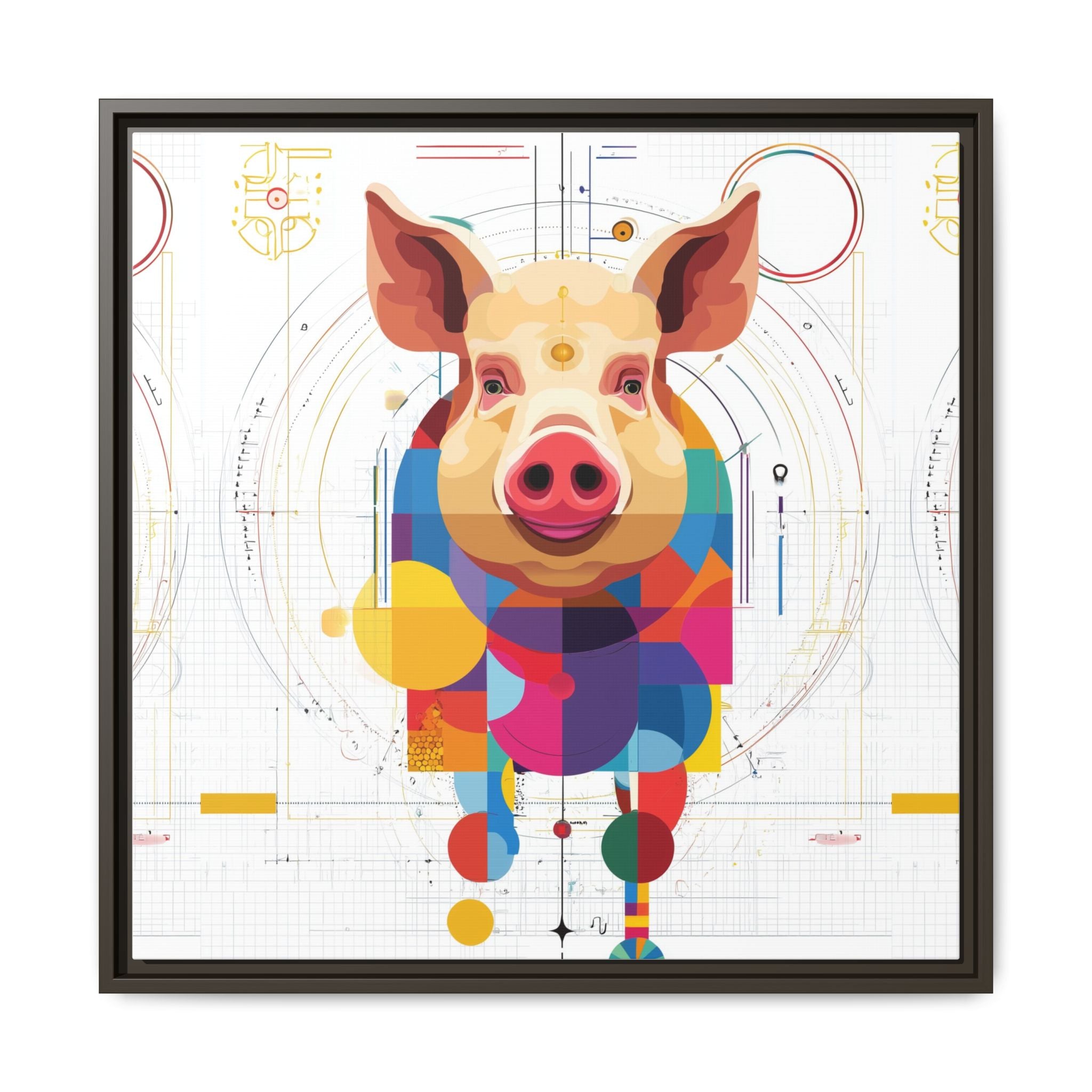 Geometric Pig: Digital Cubist Portrait, Mathematical Animal Abstraction   |    Custom Orders Available