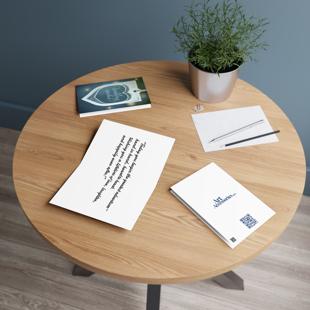 Wedding Wishes Greeting Card — Elegant Heart Tag Design