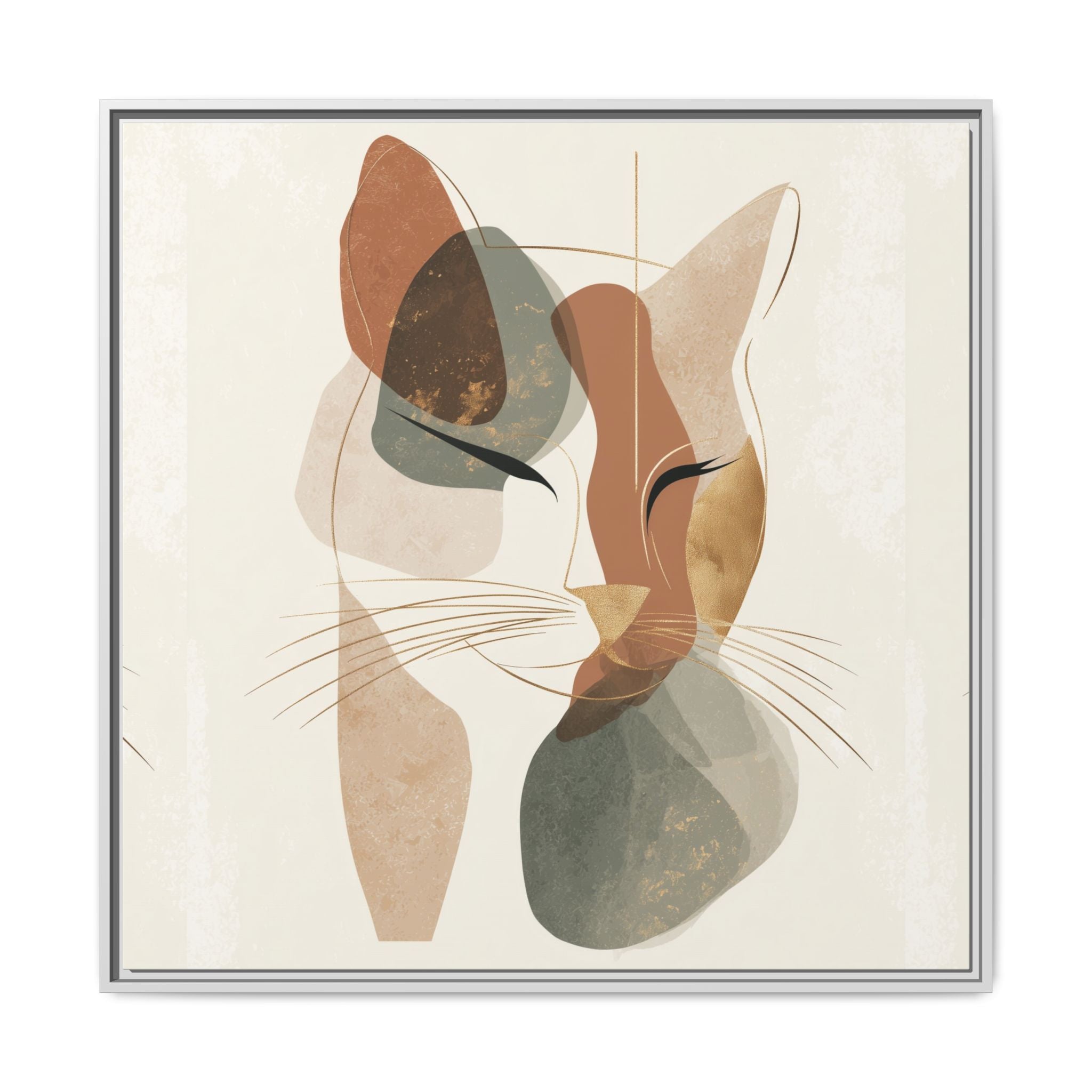 Feline Geometry: Abstract Cat Portrait, Minimalist Earth Tones   |  Personalized & Custom Orders Available
