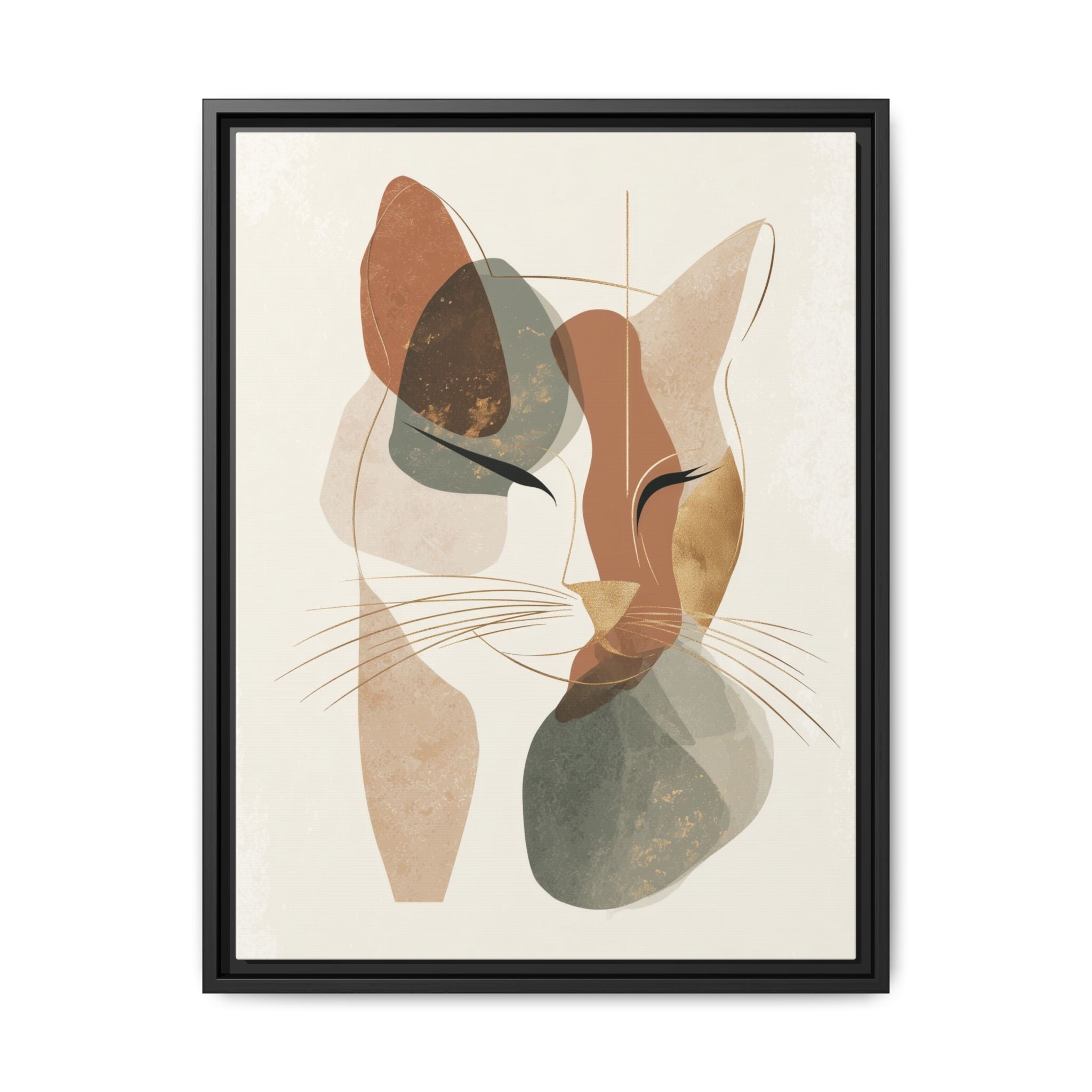 Feline Geometry: Abstract Cat Portrait, Minimalist Earth Tones   |  Personalized & Custom Orders Available