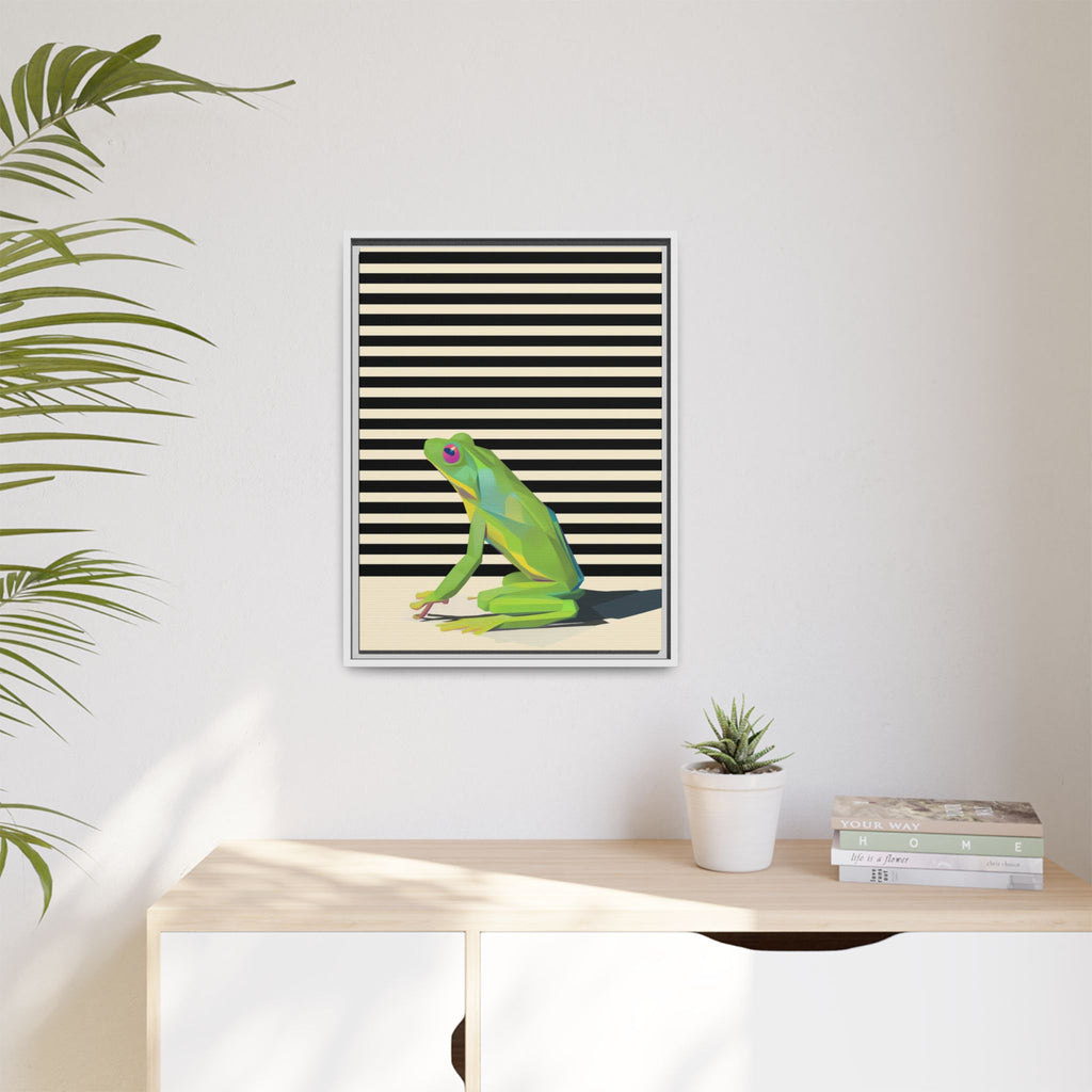 Stylized Frog Portrait Framed Print , Minimalist Pop Art Design   |  Personalized & Custom Orders Available