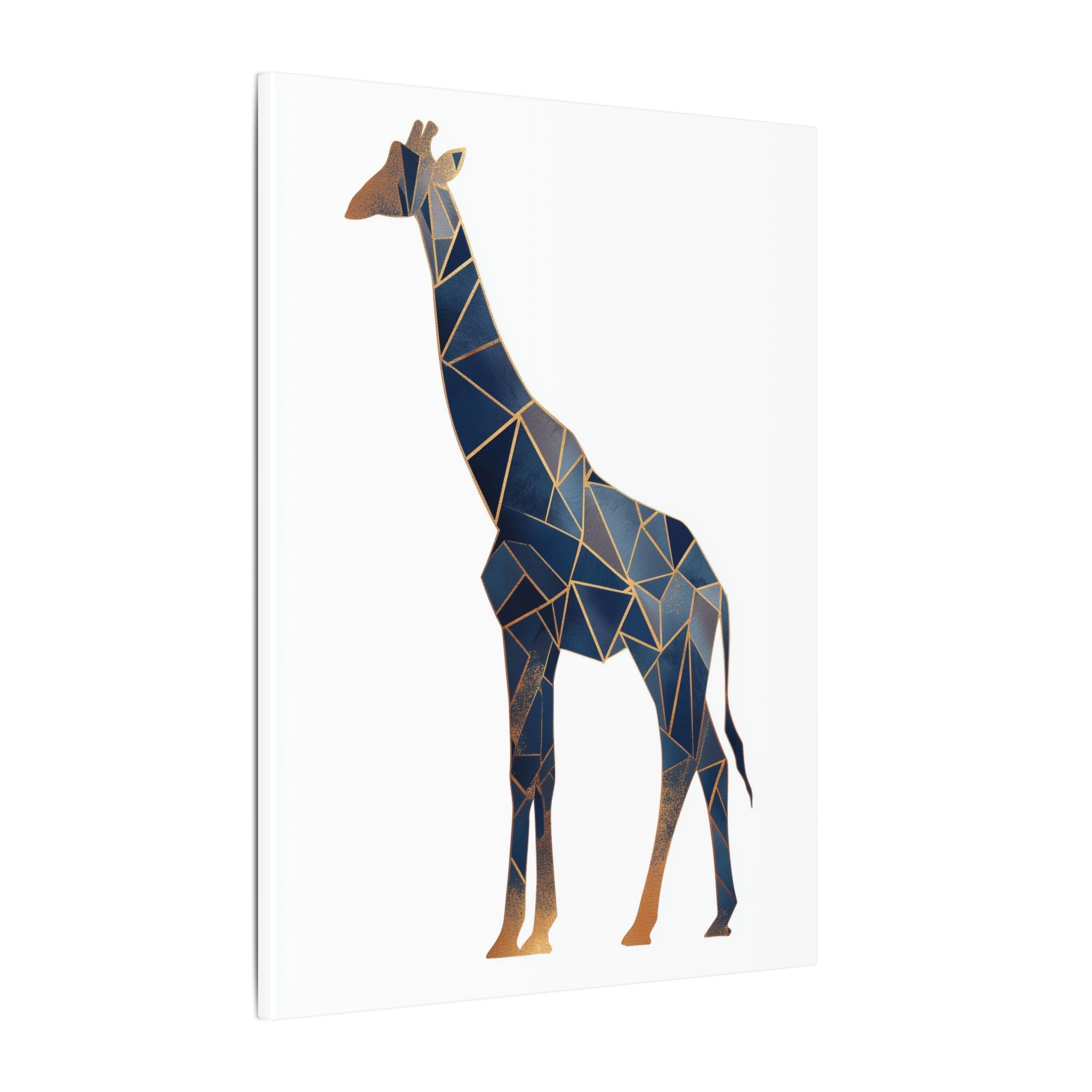 Prismatic Giraffe: Geometric Wildlife Art, Modern Mosaic Deconstruction, Angular Blue and Bronze Composition   |  Personalized & Custom