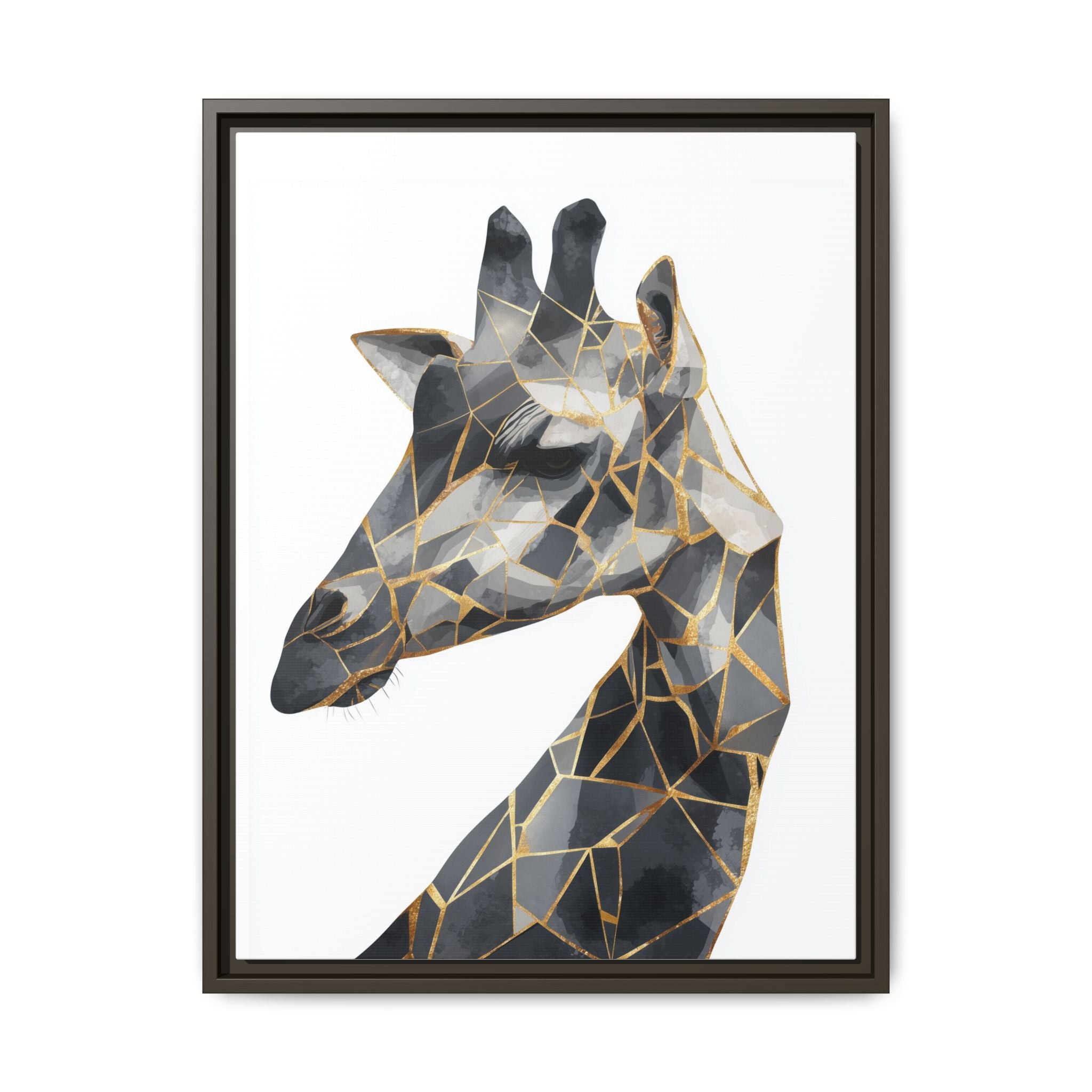 Geometric Giraffe Framed Print : Modern Mosaic Wildlife Art, Contemporary Golden Fragments   |  Personalized & Custom Orders Available
