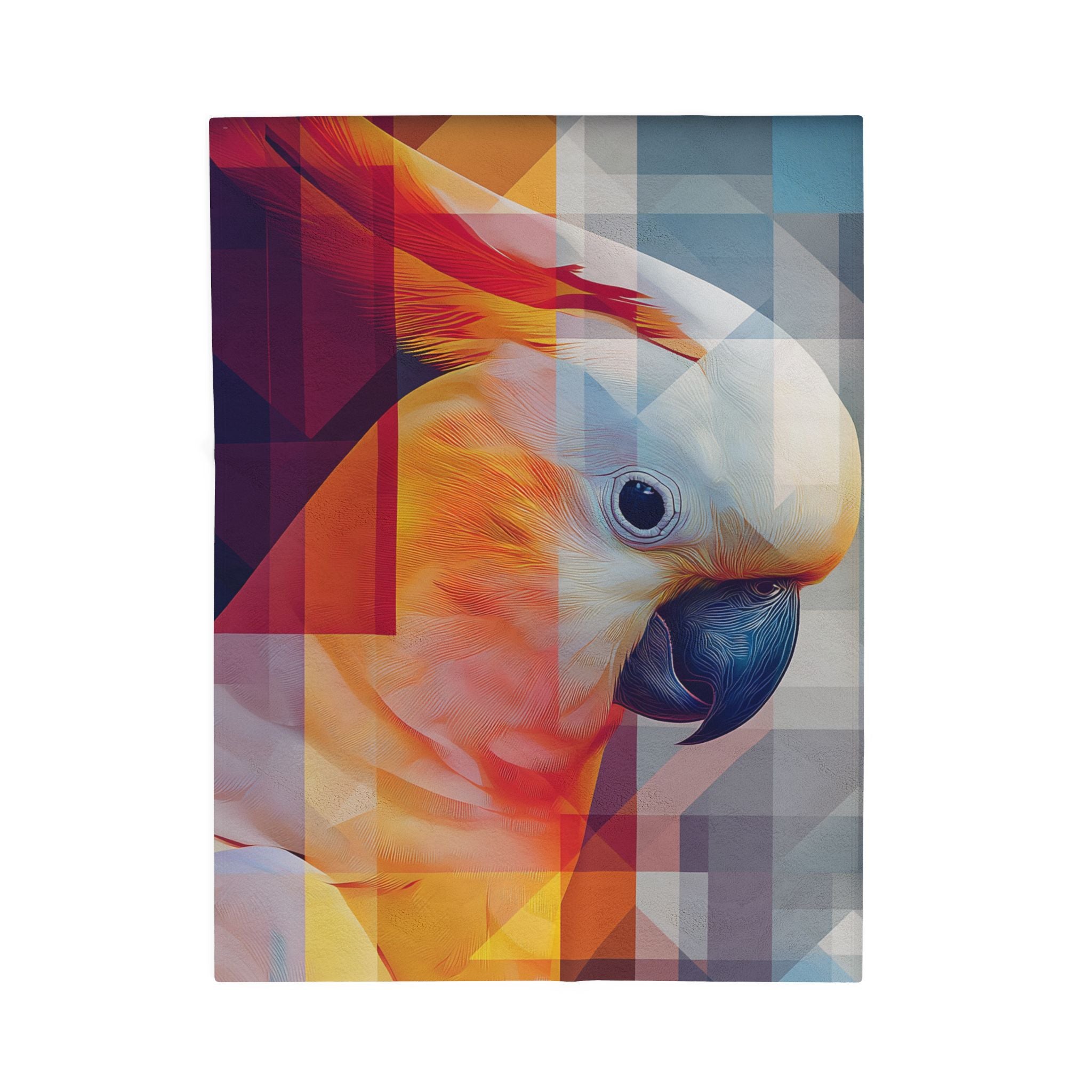 Prismatic Plumage Quilt Cover, Doona Cover, Duvet : Geometric Cockatoo Portrait, Digital Mosaic Art   |    Custom Orders Available