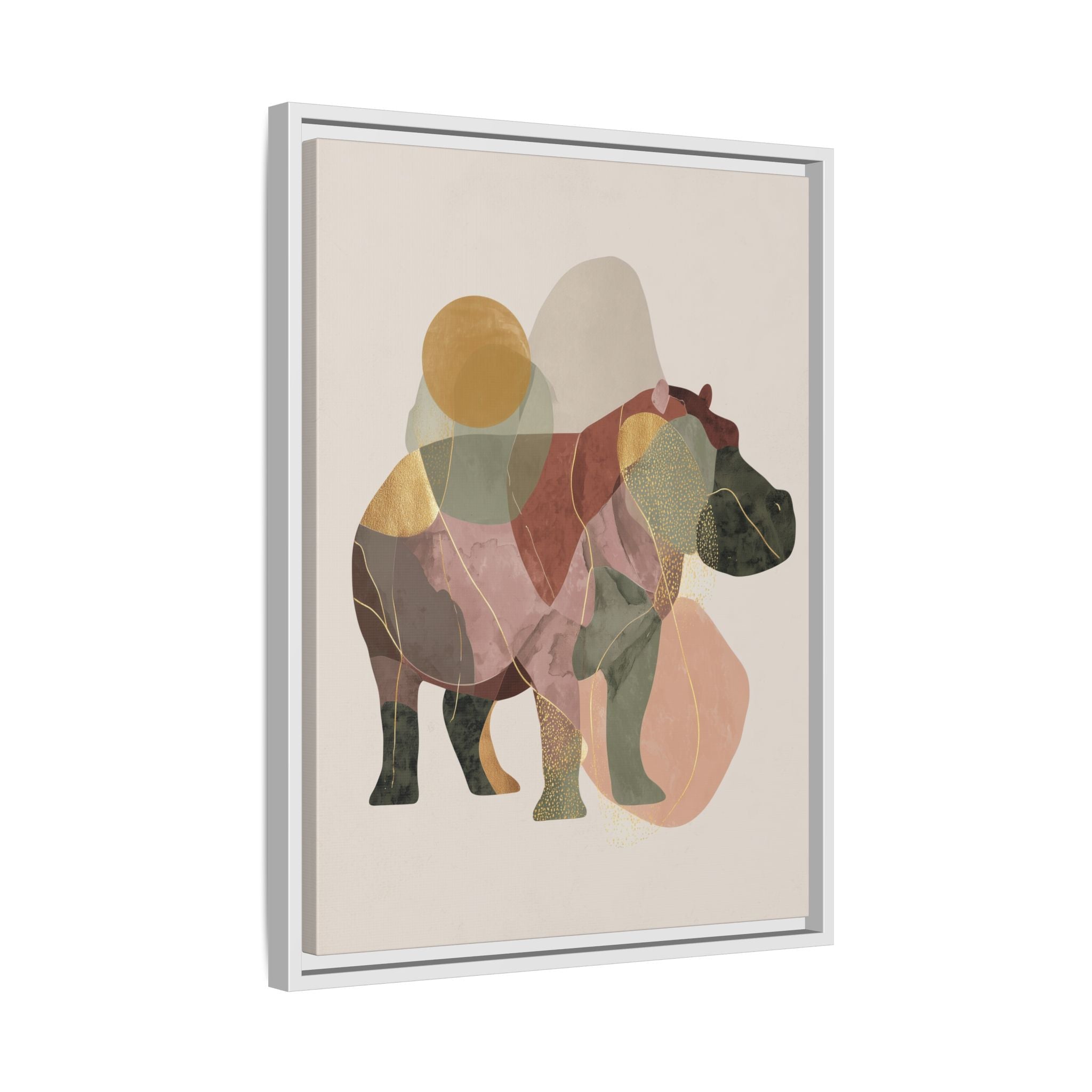 Geometric Hippo: Abstract Animal Art, Modern Watercolor Shapes   |  Personalized & Custom Orders Available