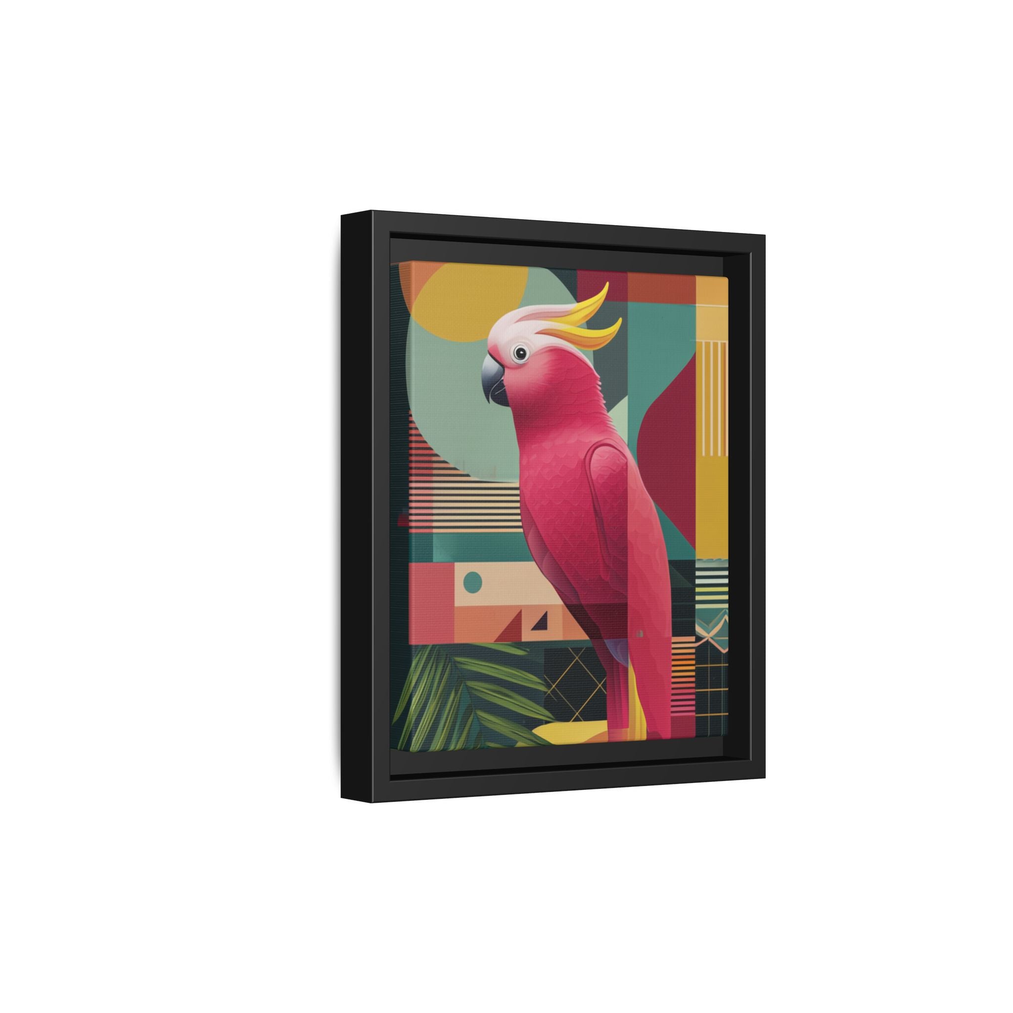 Geometric Cockatoo Framed Print: Mid-Century Modern Bird Art, Contemporary Graphic Print   |  Personalized & Custom Orders Available