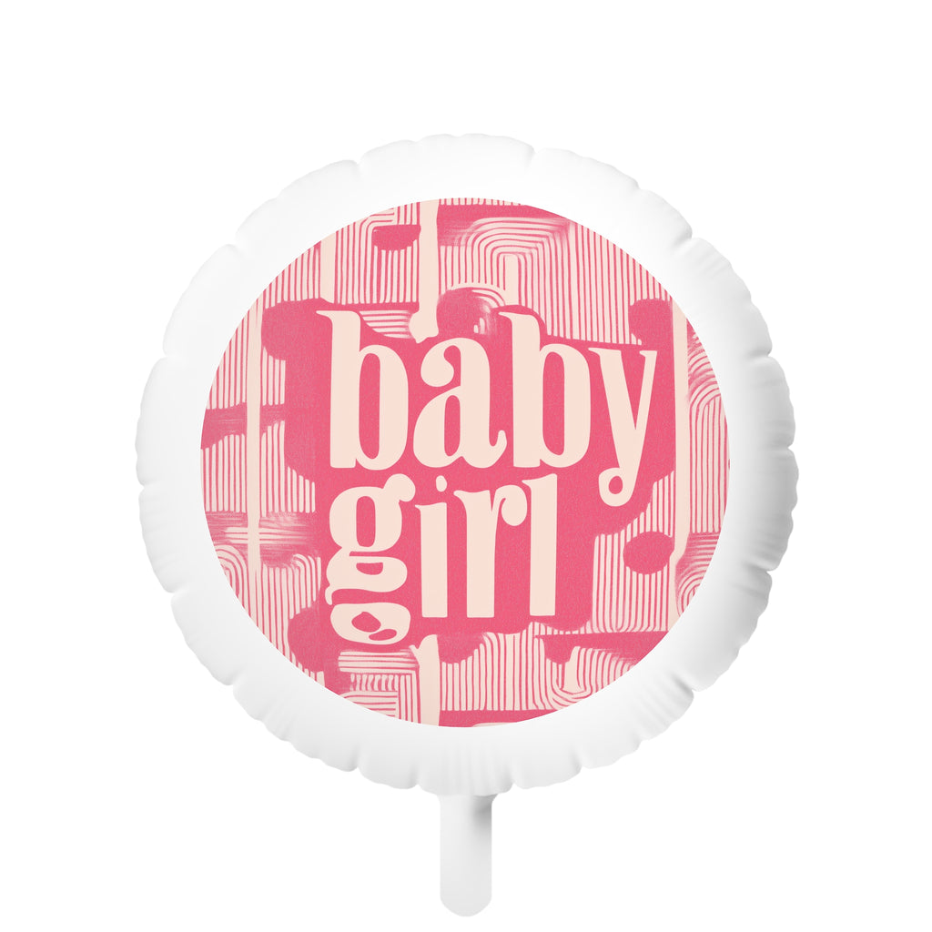 Baby Girl Mylar Balloon – Pink Retro "baby girl" Helium Balloon