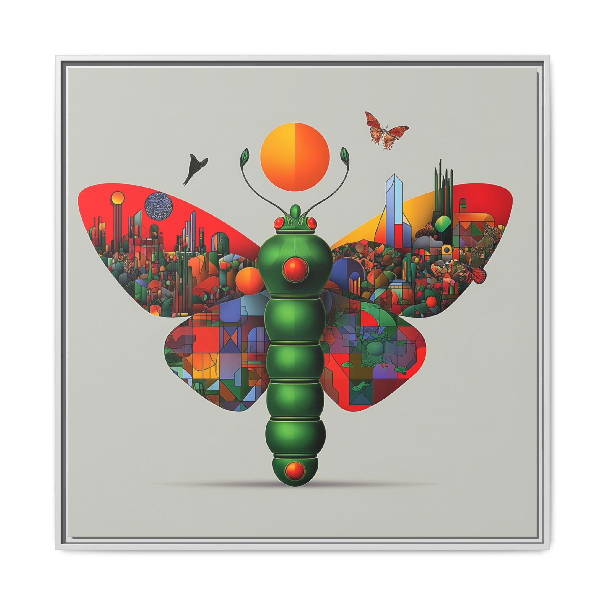 Urban Metamorphosis: Geometric Butterfly Cityscape, Cubist Digital Illustration   |    Custom Orders Available