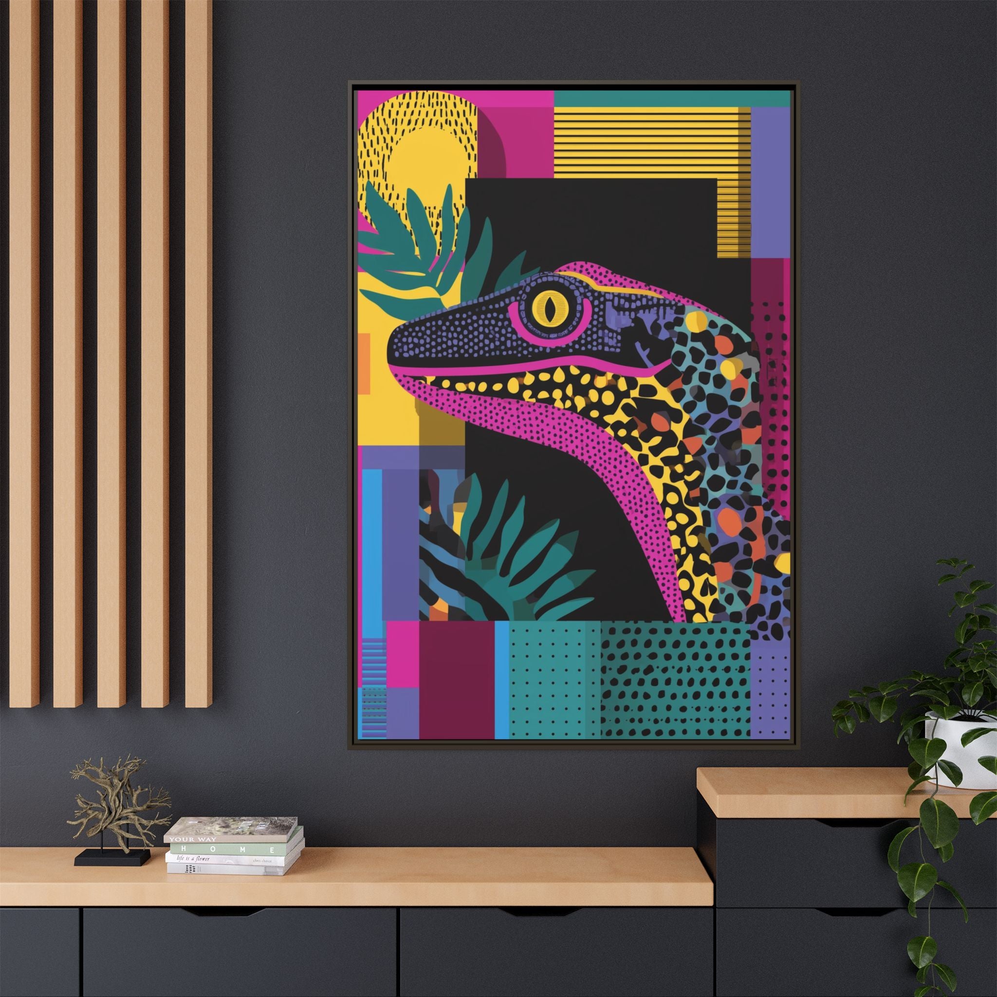 Raptor Kaleidoscope: Pop Art Dinosaur Portrait, Graphic Design Exotic Creature   |  Personalized & Custom Orders Available