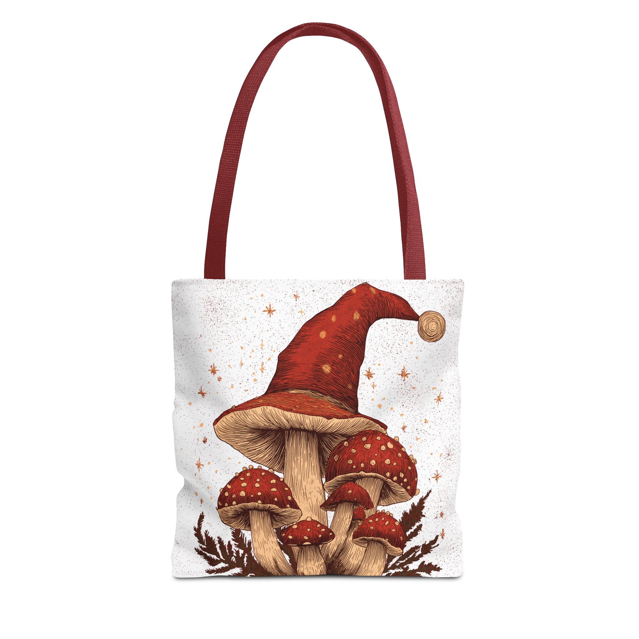 Whimsical Mushroom Christmas Tote Bag, Holiday Gift Bag, Eco-Friendly Shopping Tote, Fun Seasonal Accessory, Mushroom Art