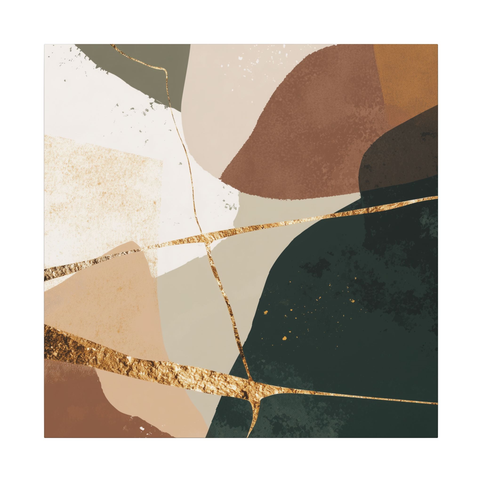 Canvas Print, Abstract Earthy Gold Wall Art, Modern Designer Home Decor, Stretched Matte Canvas; Thick, Multi-Size, Office Decor