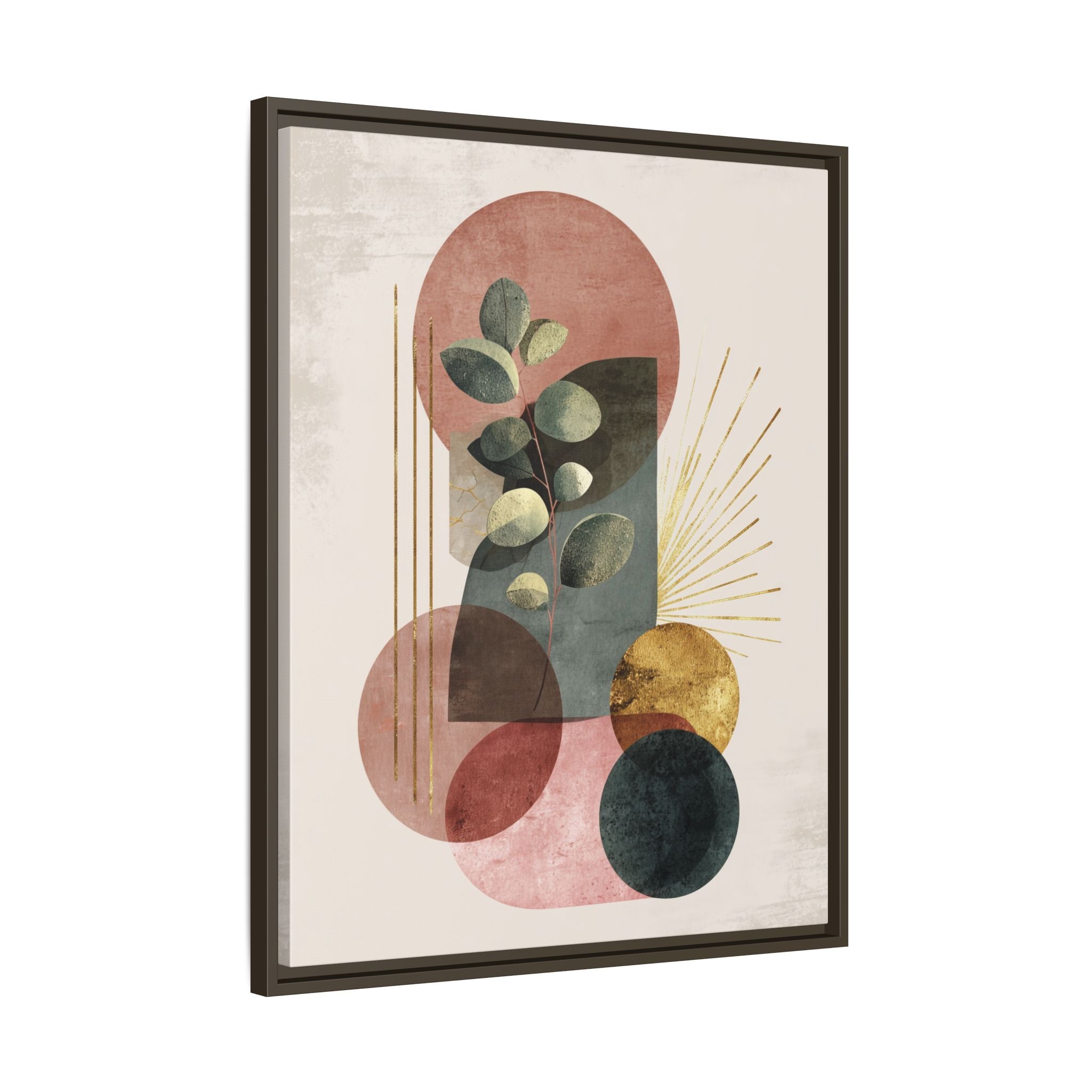 Botanical Geometric Symphony: Eucalyptus Harmony, Metallic Intersections, Modern Earth Tones   |   Custom Orders Accepted