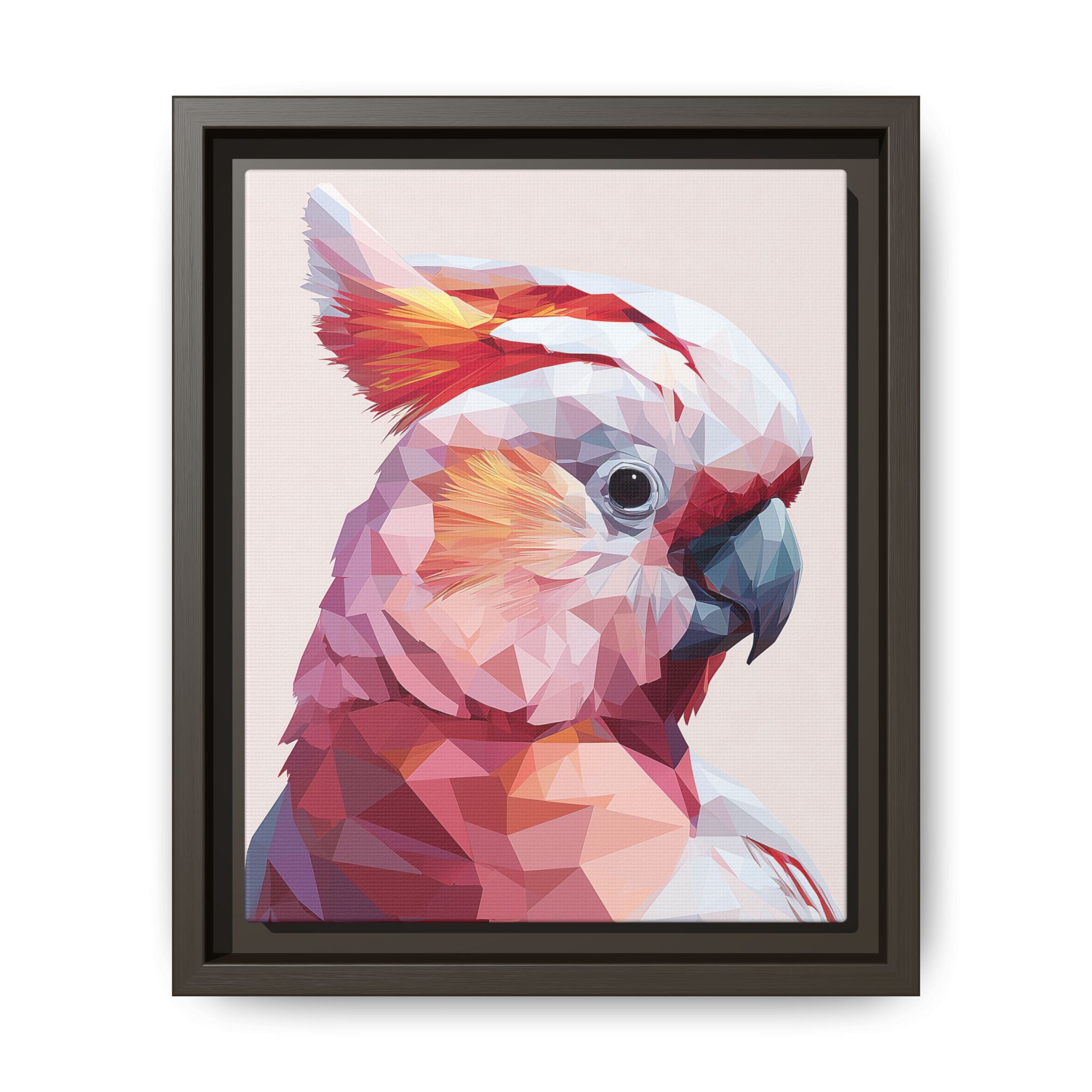 Prismatic Cockatoo: Geometric Bird Portrait, Low-Poly Digital Art   |  Personalized & Custom Orders Available