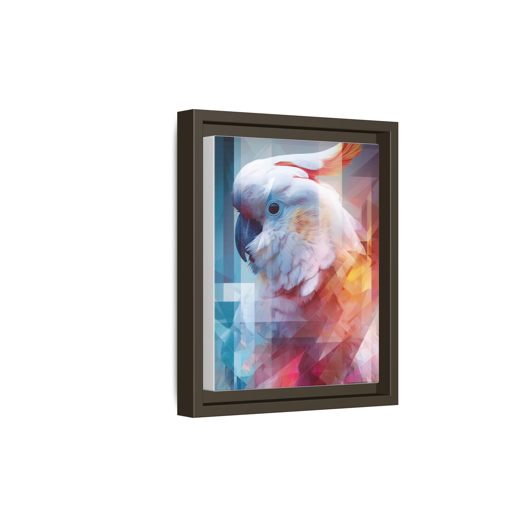 Fractured Cockatoo Framed Print: Geometric Wildlife Art, Low-Poly Digital Illustration   |  Personalized & Custom Orders Available