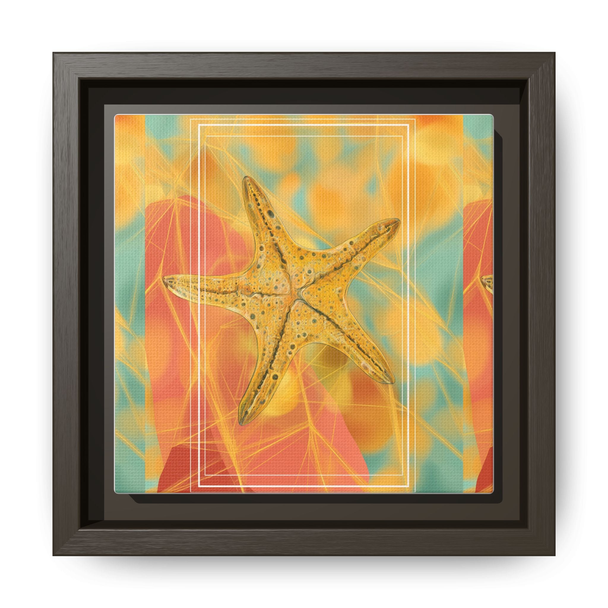 Celestial Starfish: Marine Geometry in Golden Hues, Tropical Oceanic Texture   |    Custom Orders Available