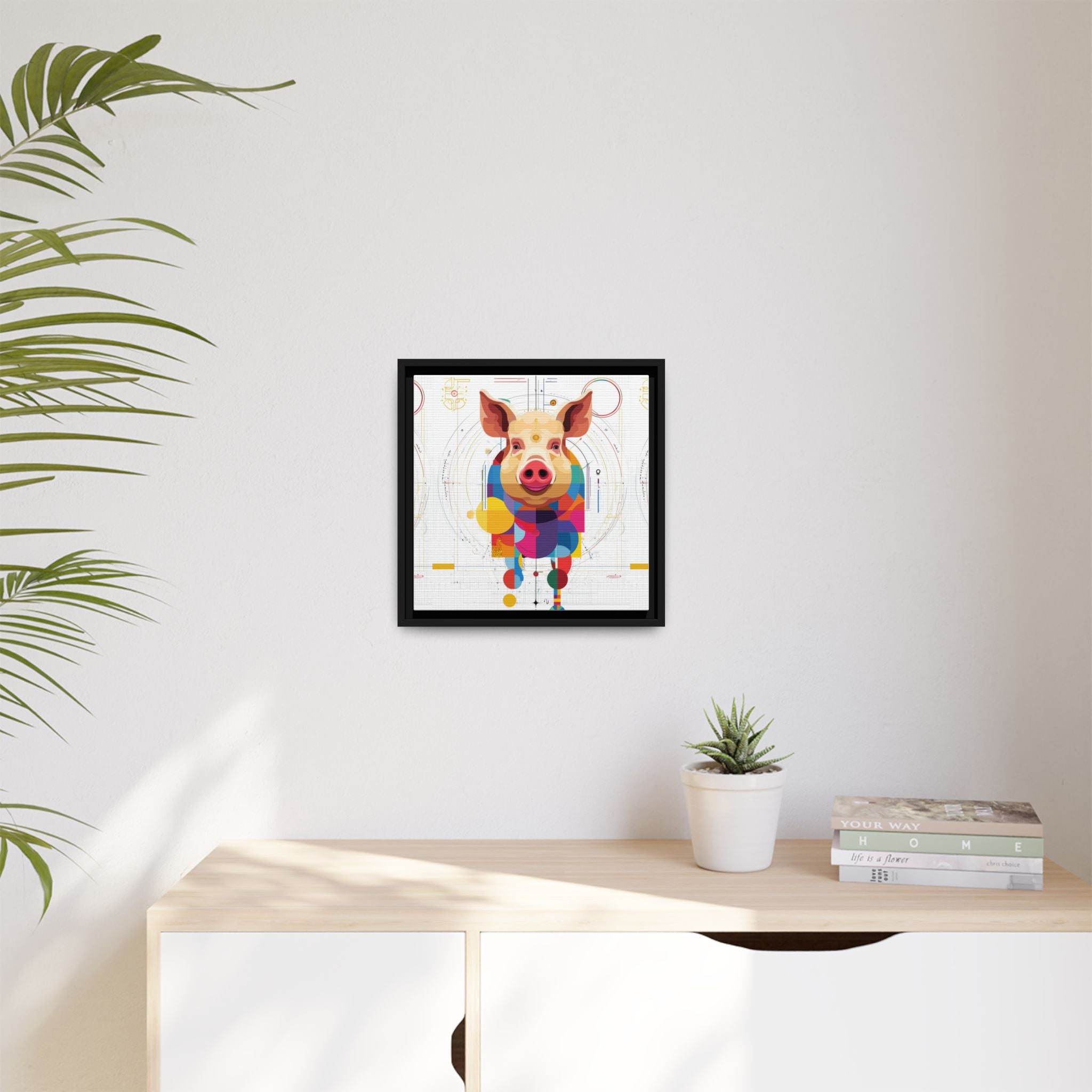 Geometric Pig: Digital Cubist Portrait, Mathematical Animal Abstraction   |    Custom Orders Available