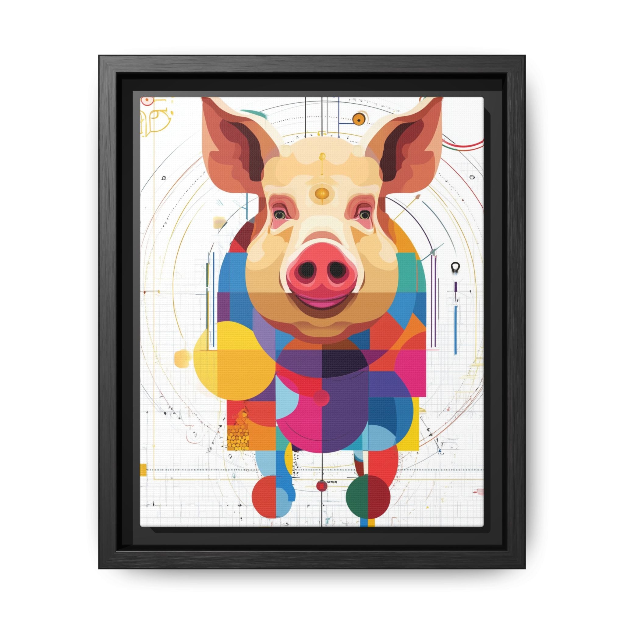 Geometric Pig: Digital Cubist Portrait, Mathematical Animal Abstraction   |    Custom Orders Available