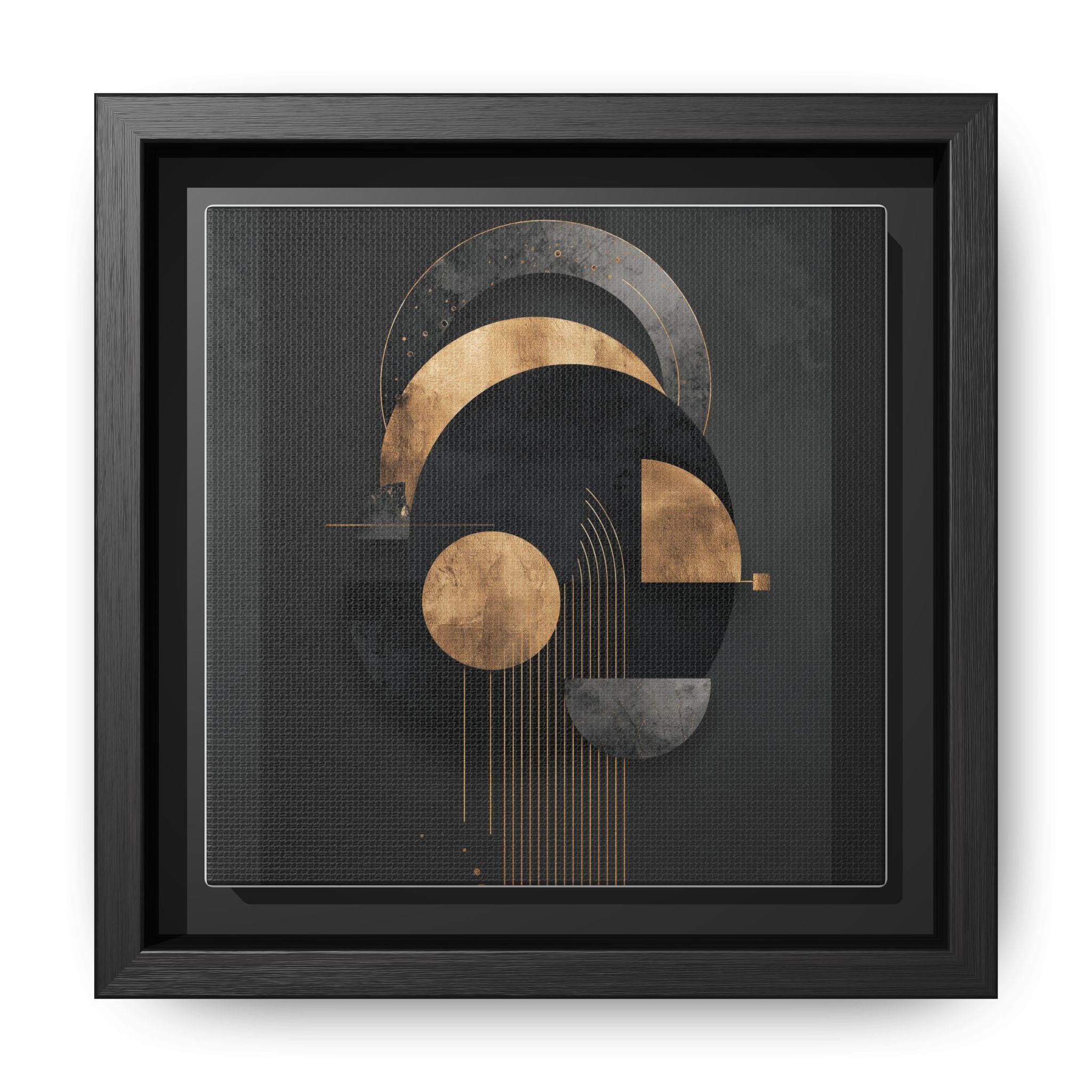 Geometric Resonance: Abstract Gold and Black Design, Minimalist Architectural Art, Modern Metallic Composition   |   Custom Orders Accepted