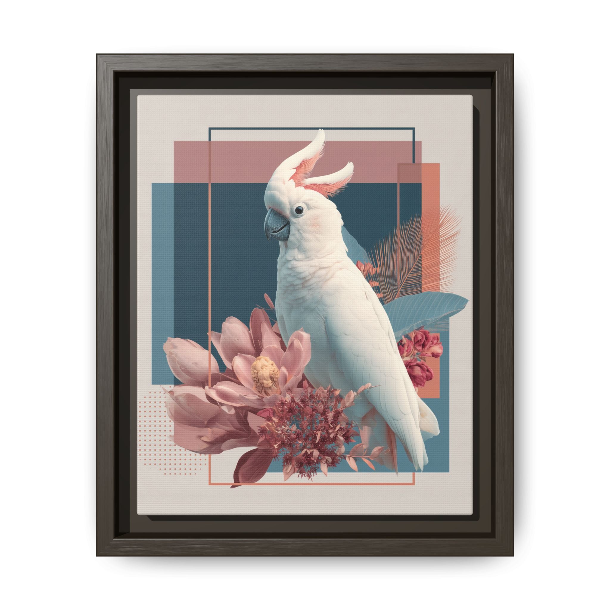 Cockatoo Geometric Framed Print : Modern Wildlife Illustration, Geometric Botanical Fusion   |  Personalized & Custom Orders Available