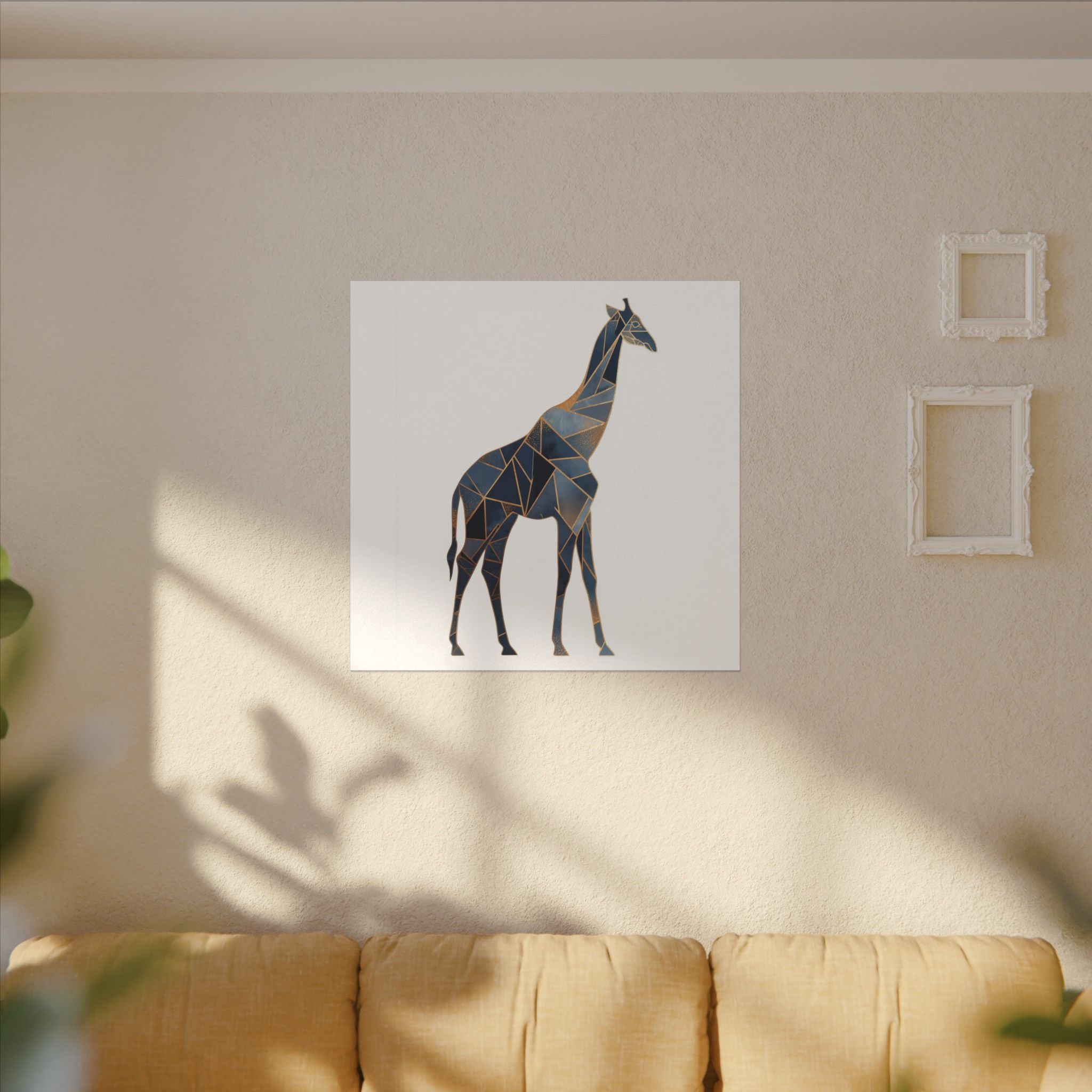 Geometric Giraffe: Low Poly Wildlife Art, Blue Polygon Design, Modern Abstract Animal Portrait   |  Personalized & Custom Orders Available