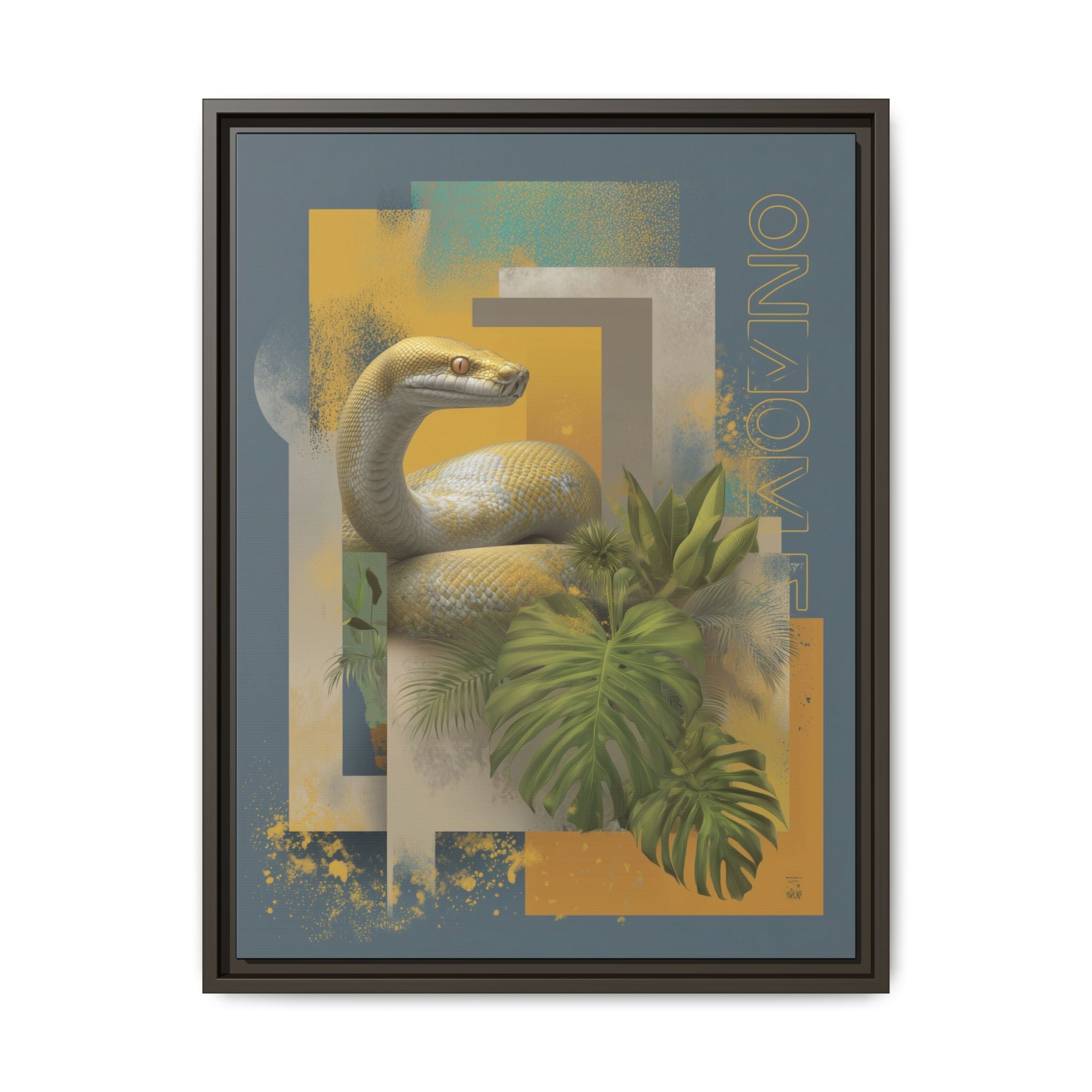 Serpent in Geometry: Tropical Albino Snake Portrait, Modern Botanical Illustration   |    Custom Orders Available