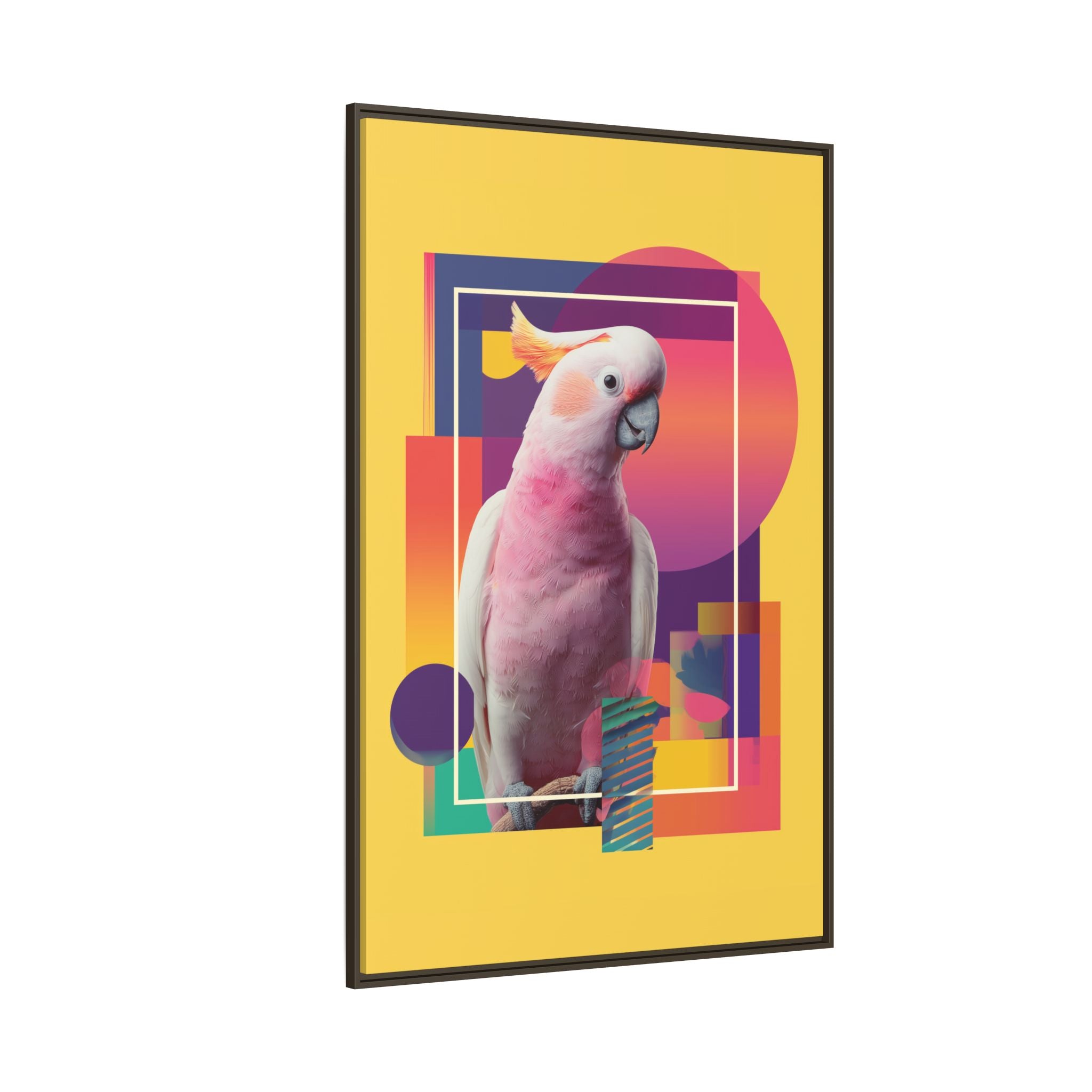 Geometric Cockatoo Composition: Moluccan Parrot Portrait, Modern Abstract Design   |    Custom Orders Available