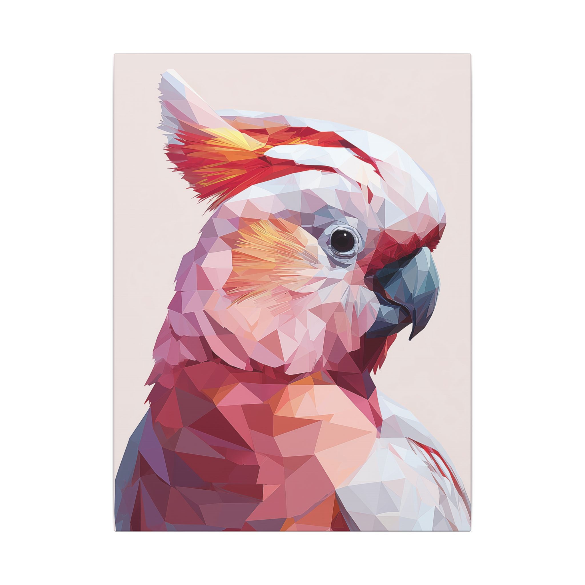 Polygonal Parrot: Low-Poly Digital Art, Geometric Cockatoo Portrait   |    Custom Orders Available