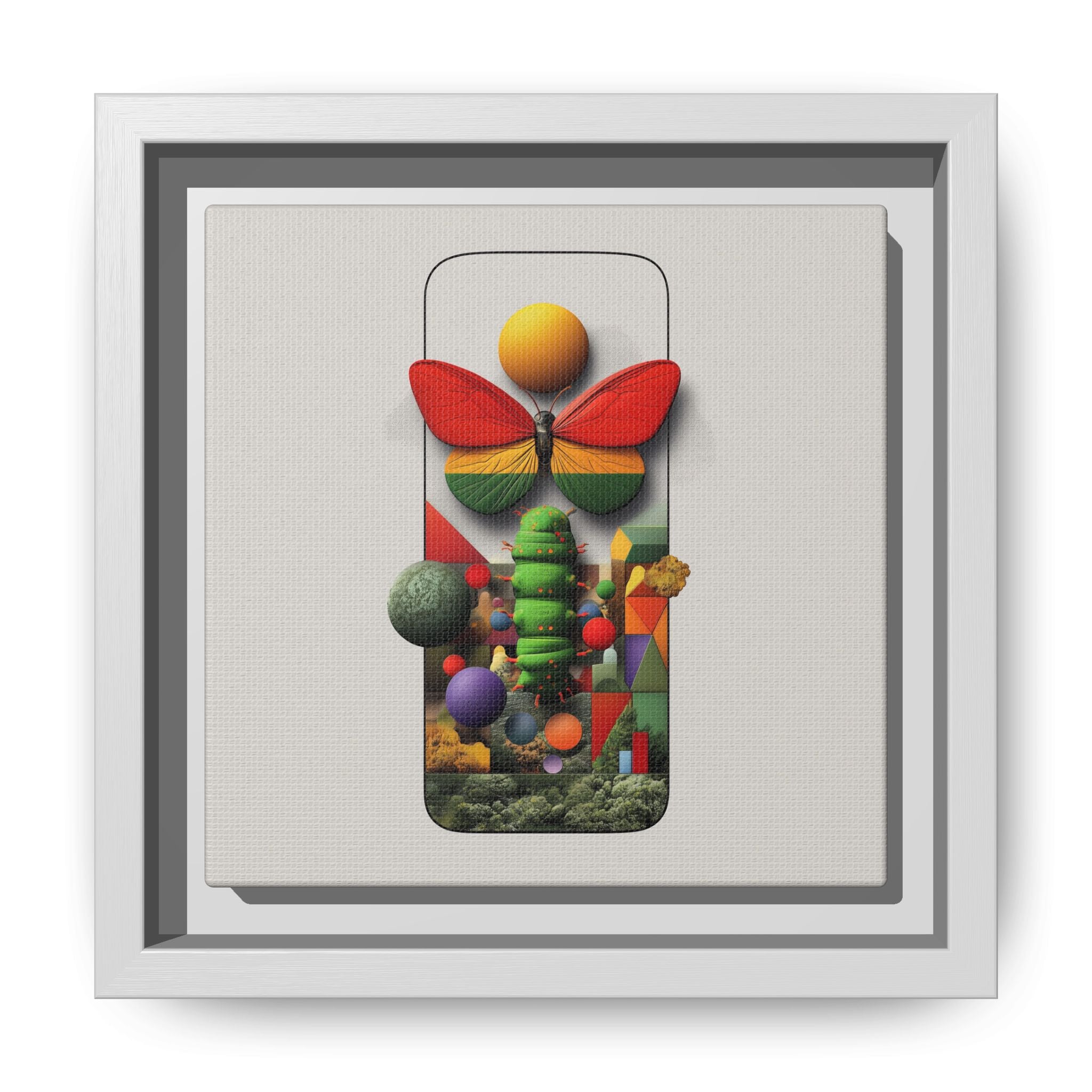 Metamorphosis Framed Print : Geometric Nature Transformation, Vibrant Butterfly Composition   |  Personalized & Custom Orders Available