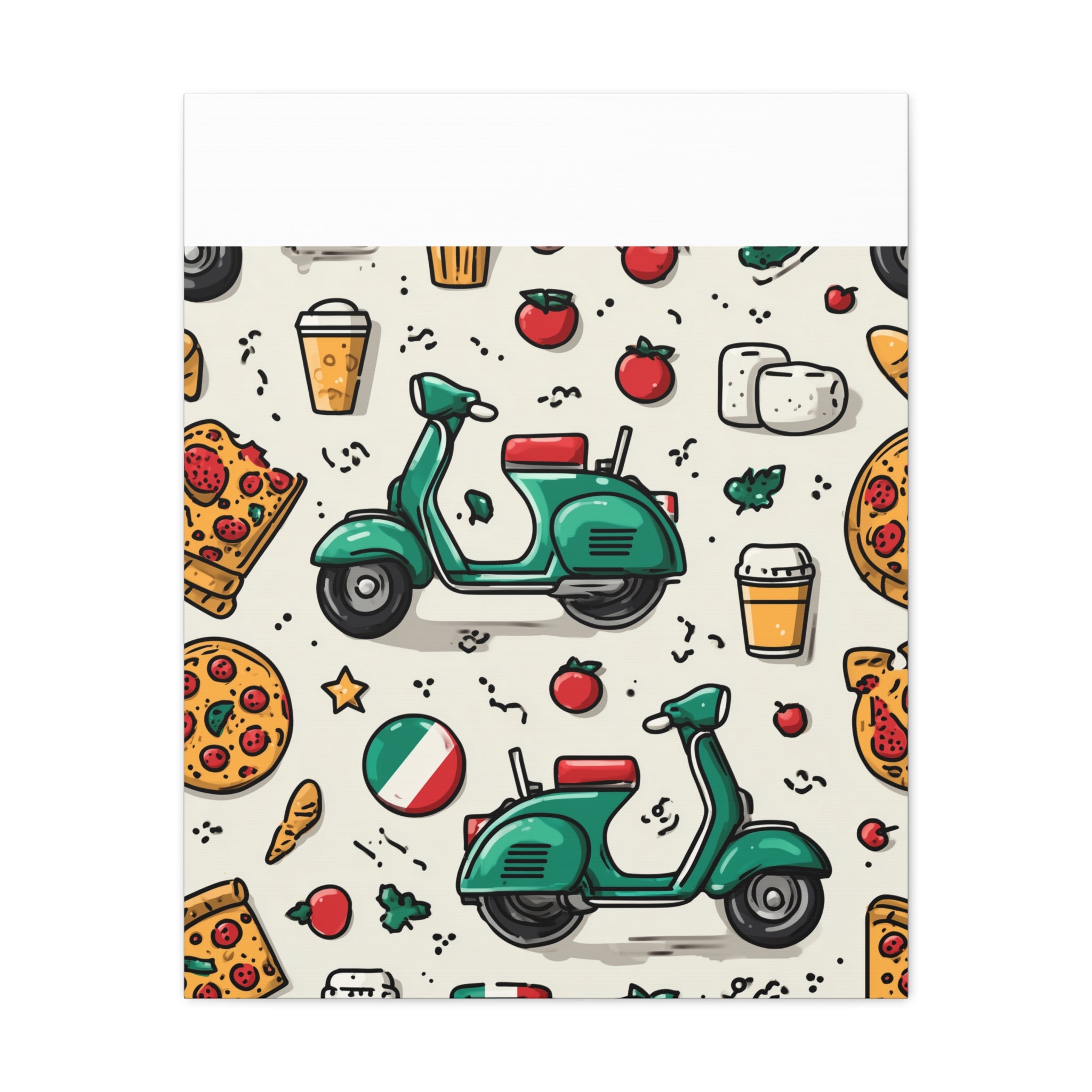 Vibrant Travel Nostalgia Canvas Art, Scooter Decor, Foodie Wall Art, Fun Home Decor, Gift for Adventurers, Kitchen Wall Hanging