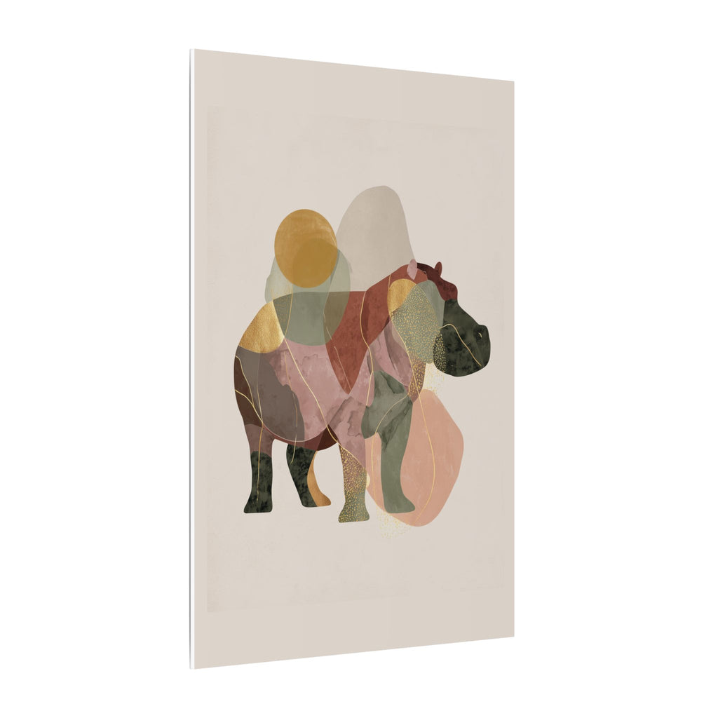 Fragmented Hippo: Geometric Abstraction, Earthy Mosaic Composition   |    Custom Orders Available