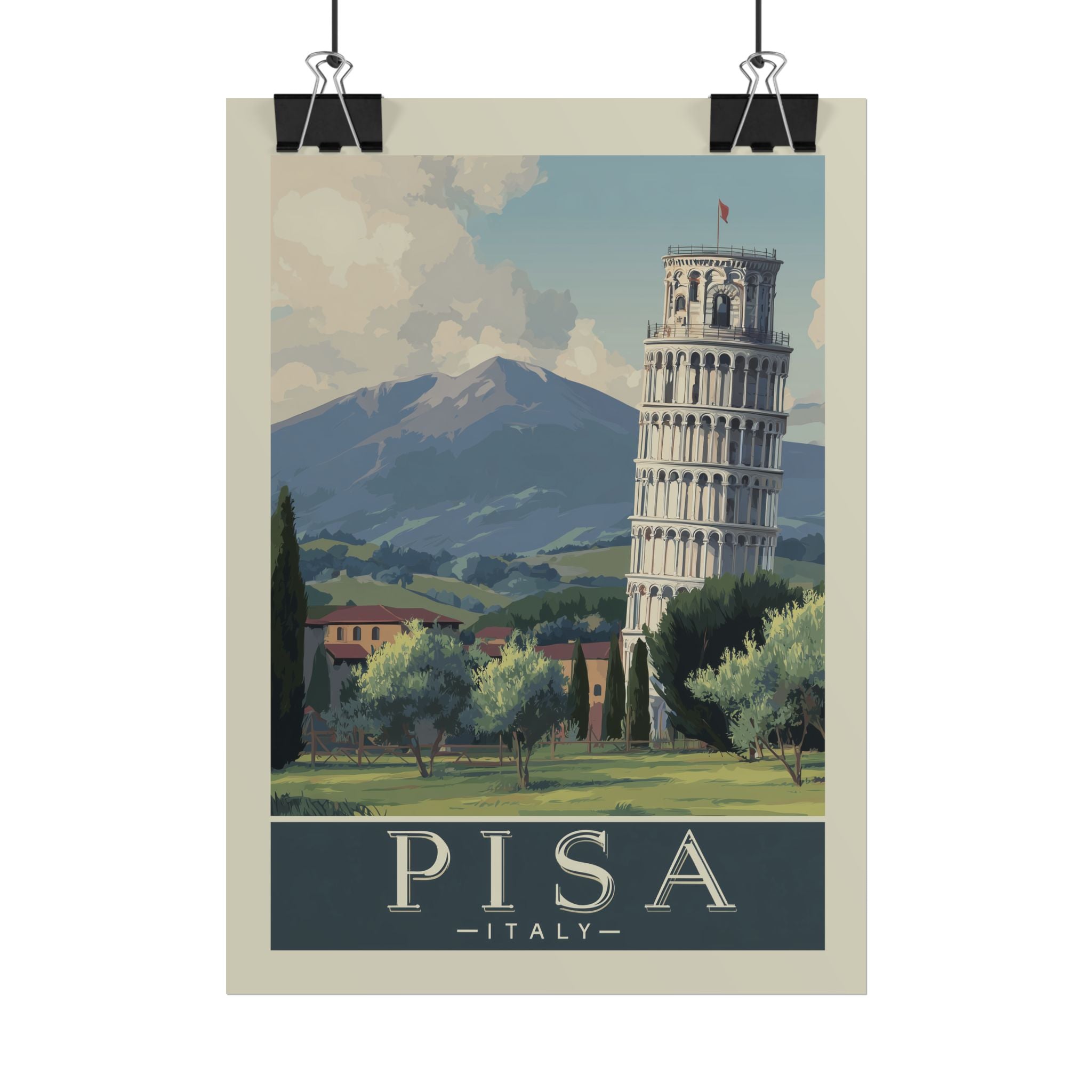 Vintage Pisa Italy Rolled Poster, Travel Wall Art, Home Decor, Gift for Travelers, Retro Print of Leaning Tower