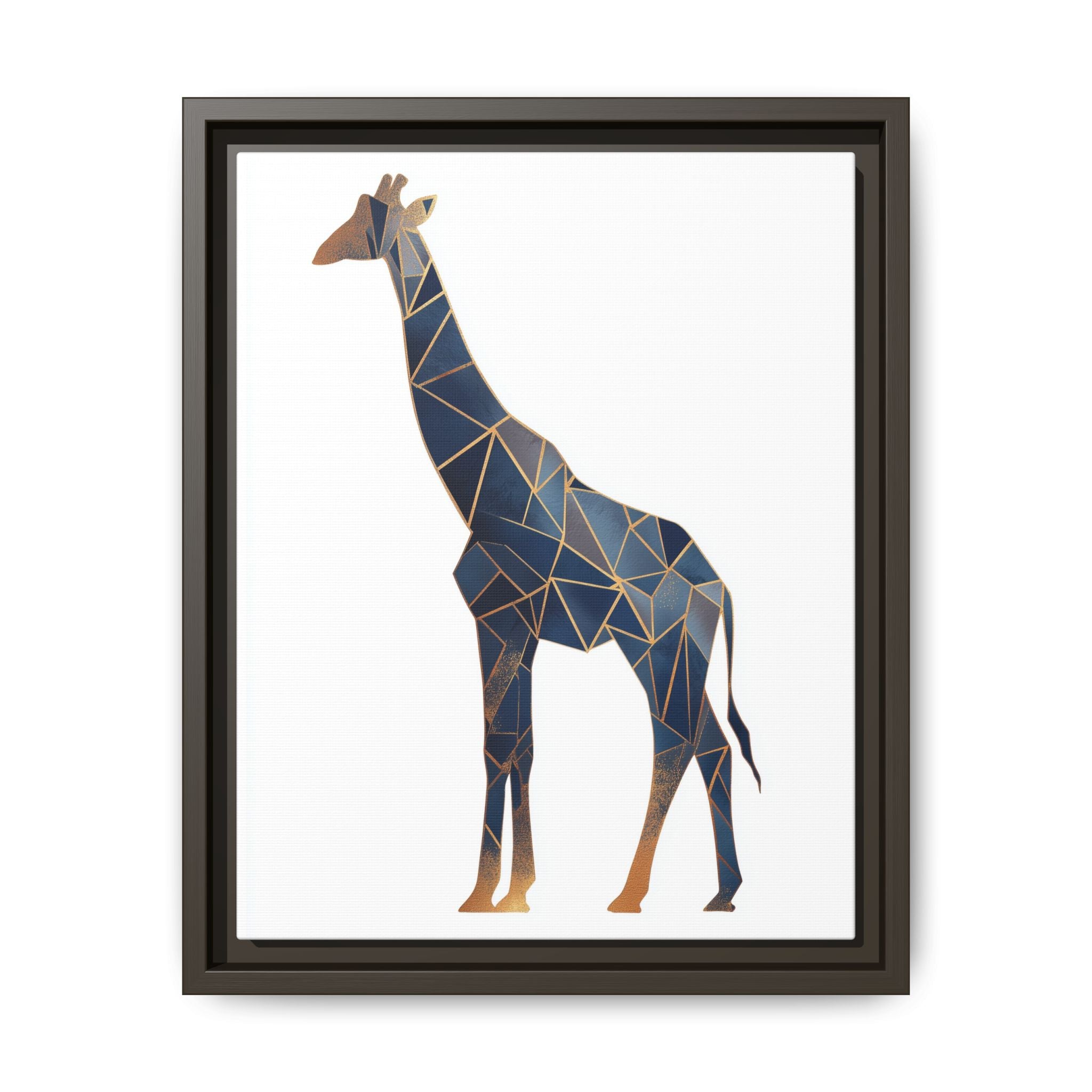 Geometric Giraffe Framed Print : Faceted Blue Mosaic, Modern Wildlife Art   |  Personalized & Custom Orders Available