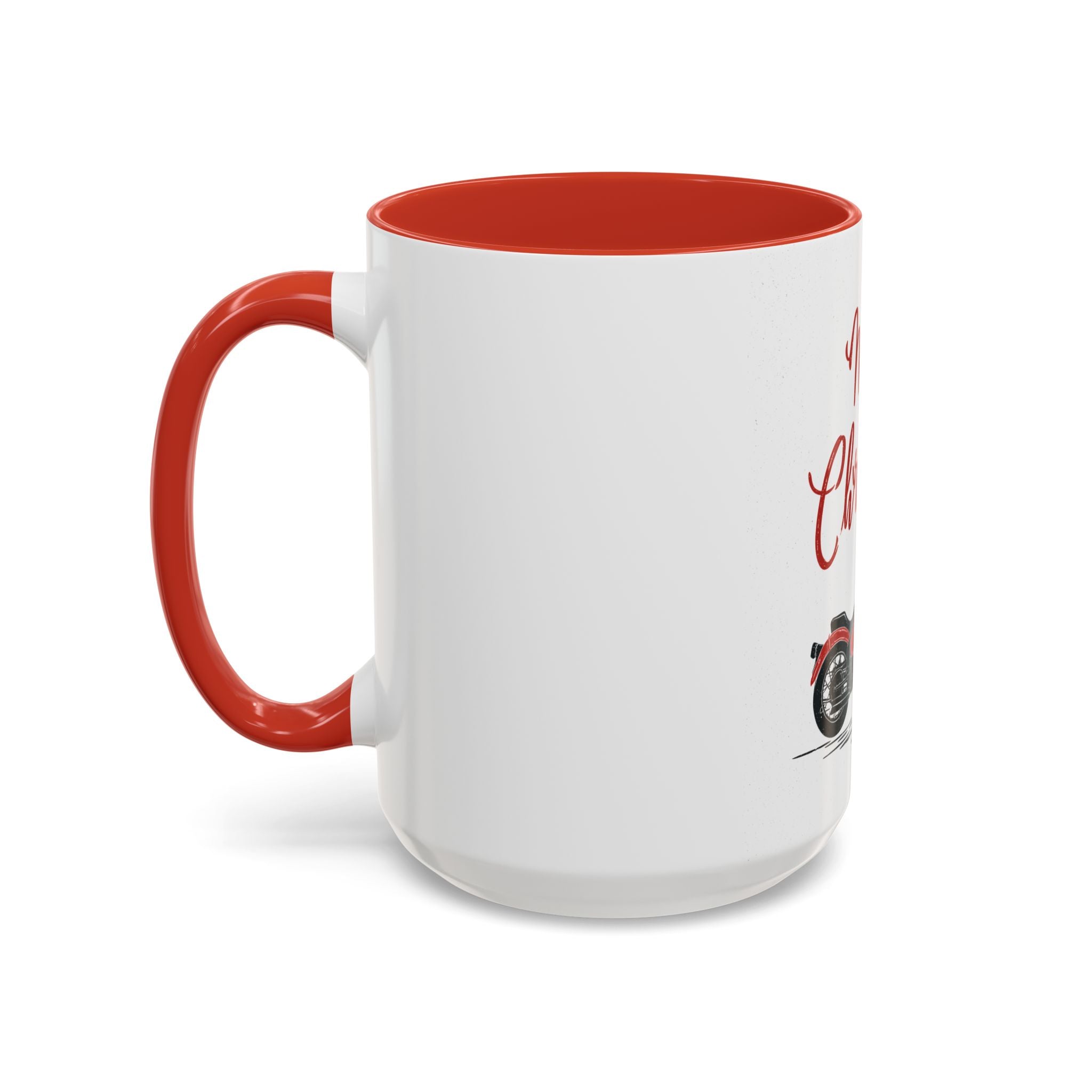 Christmas Motorcycle Coffee Mug for Bikers, Holiday Gift for Dad, Fun Presents for Motorcycle Enthusiasts, Festive Coffee Cup, Red & Black