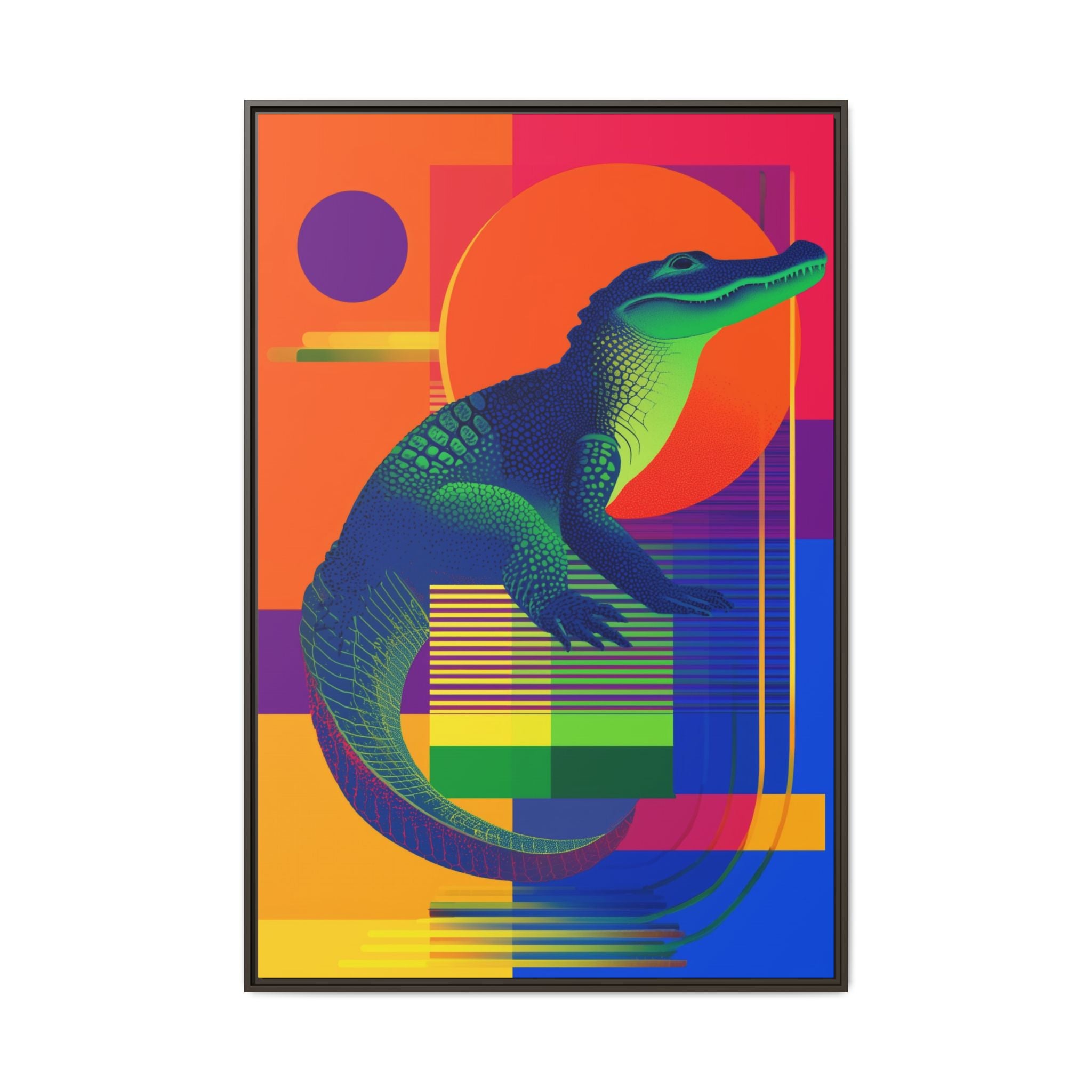 Geometric Alligator Framed Print: Pop Art Reptile, Vibrant Gradient Composition   |  Personalized & Custom Orders Available