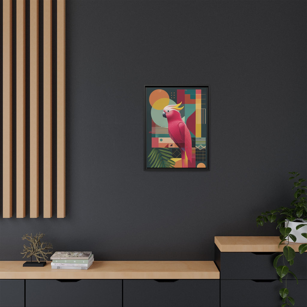 Cockatoo in Geometric Bloom: Mid-Century Modern Art, Tropical Abstract Design   |    Custom Orders Available