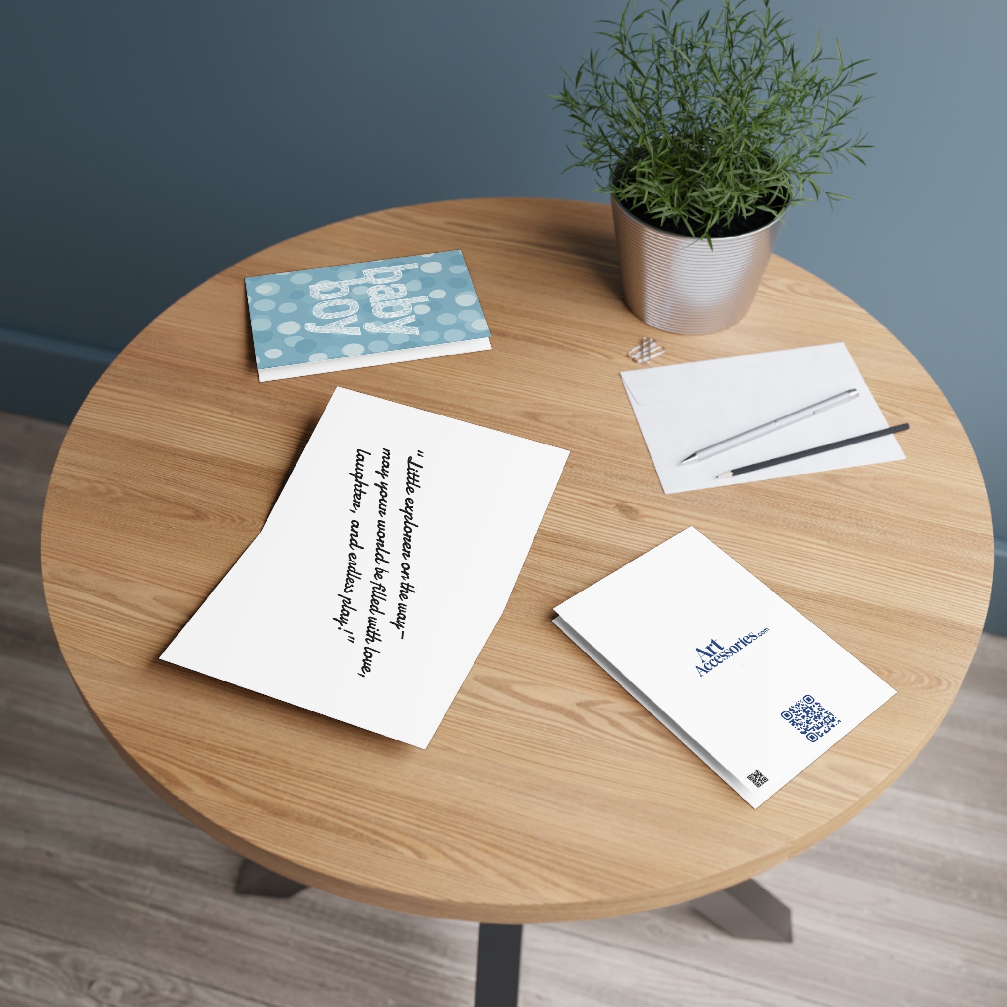 Baby Boy Greeting Card — Blue Polka Dot Newborn Congratulations Card