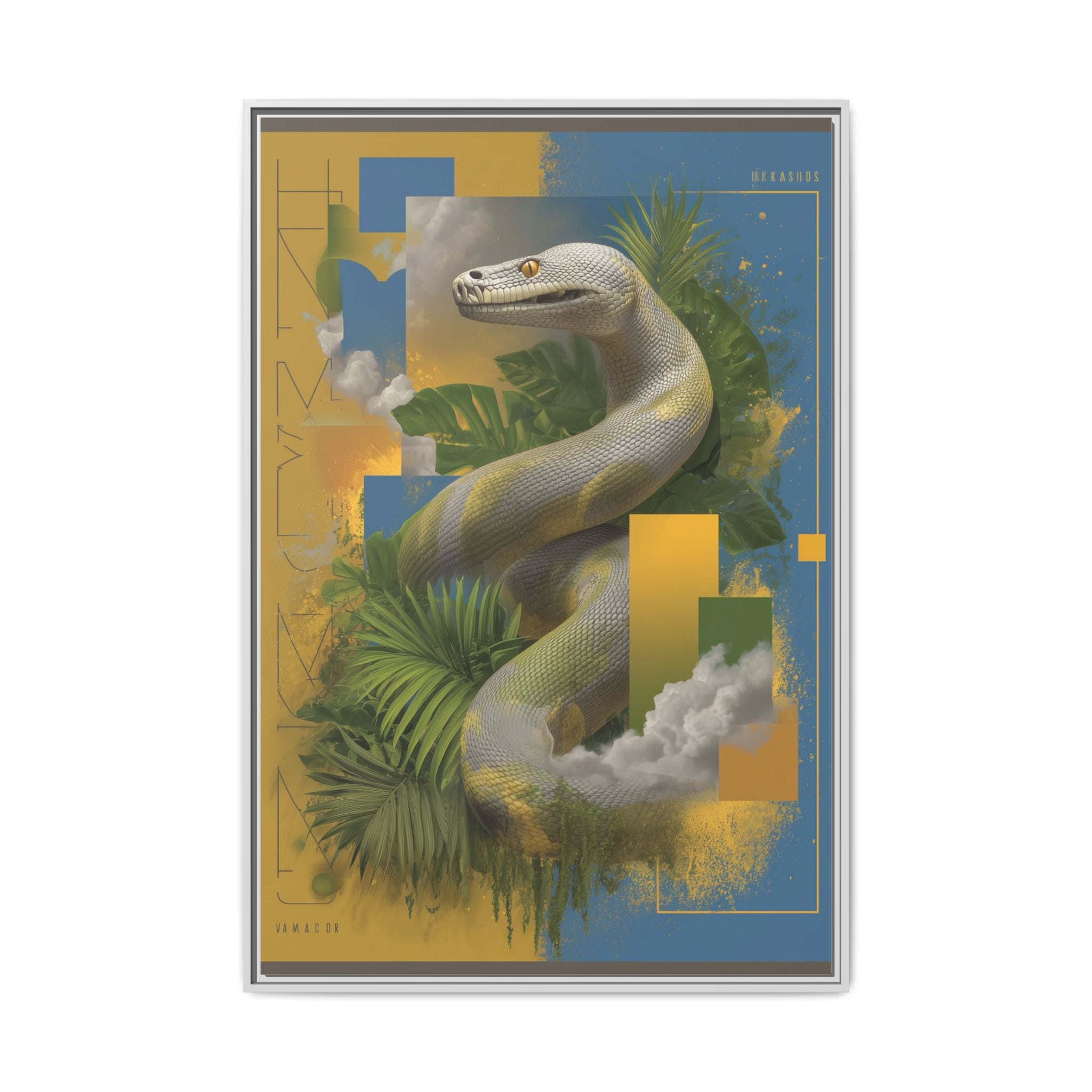 Serpent's Geometry: Tropical Jungle Fusion, Digital Surrealist Composition   |  Personalized & Custom Orders Available