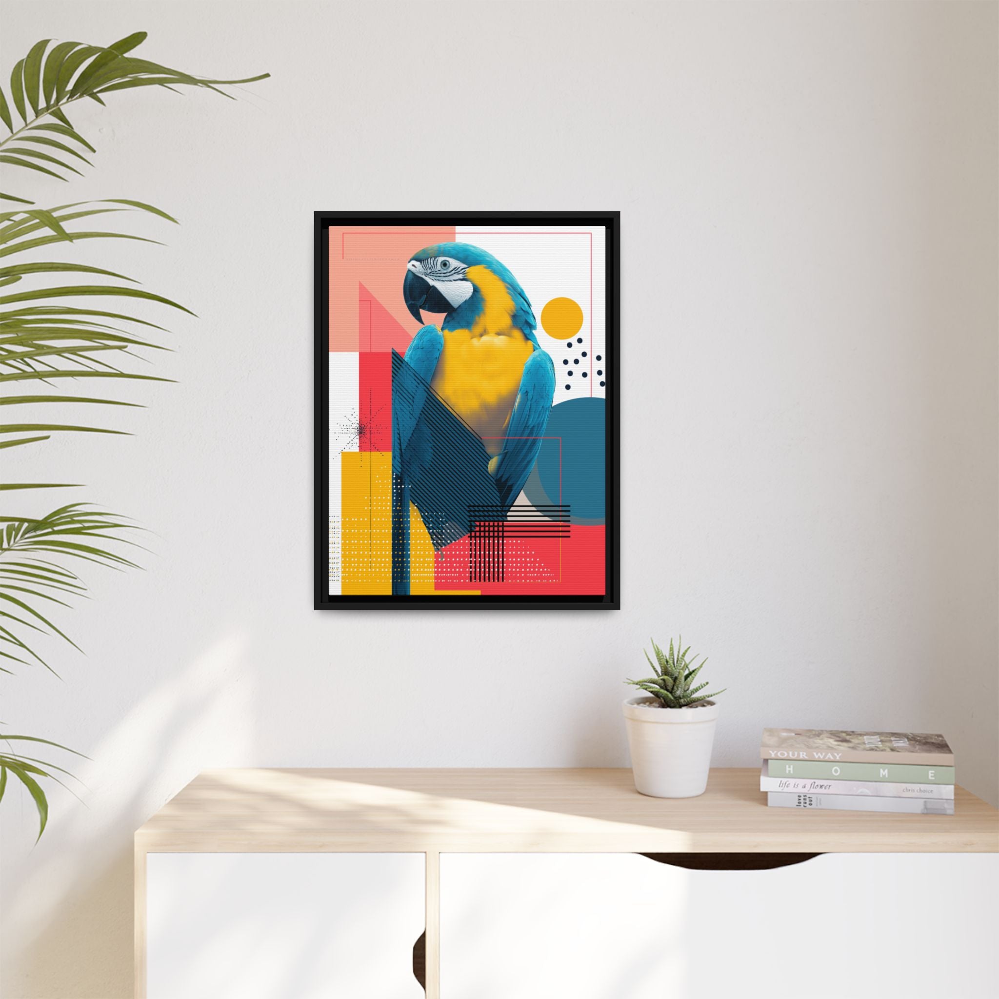 Macaw in Geometry: Vibrant Wildlife Digital Art, Modernist Design Fusion   |    Custom Orders Available